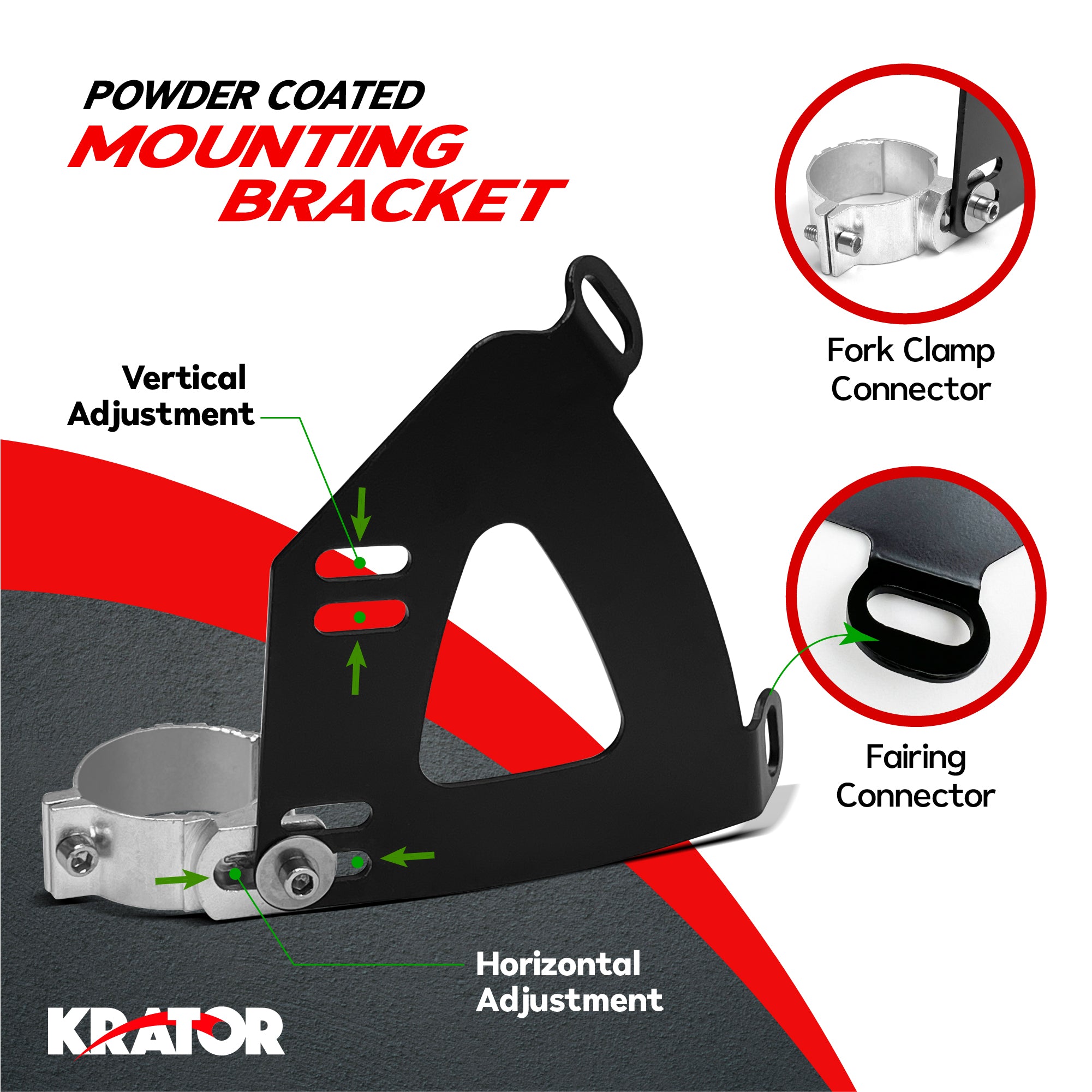 Krator Motorcycle Windshield & Headlight Fairing, Smoke, 11" Windshield, Club Style