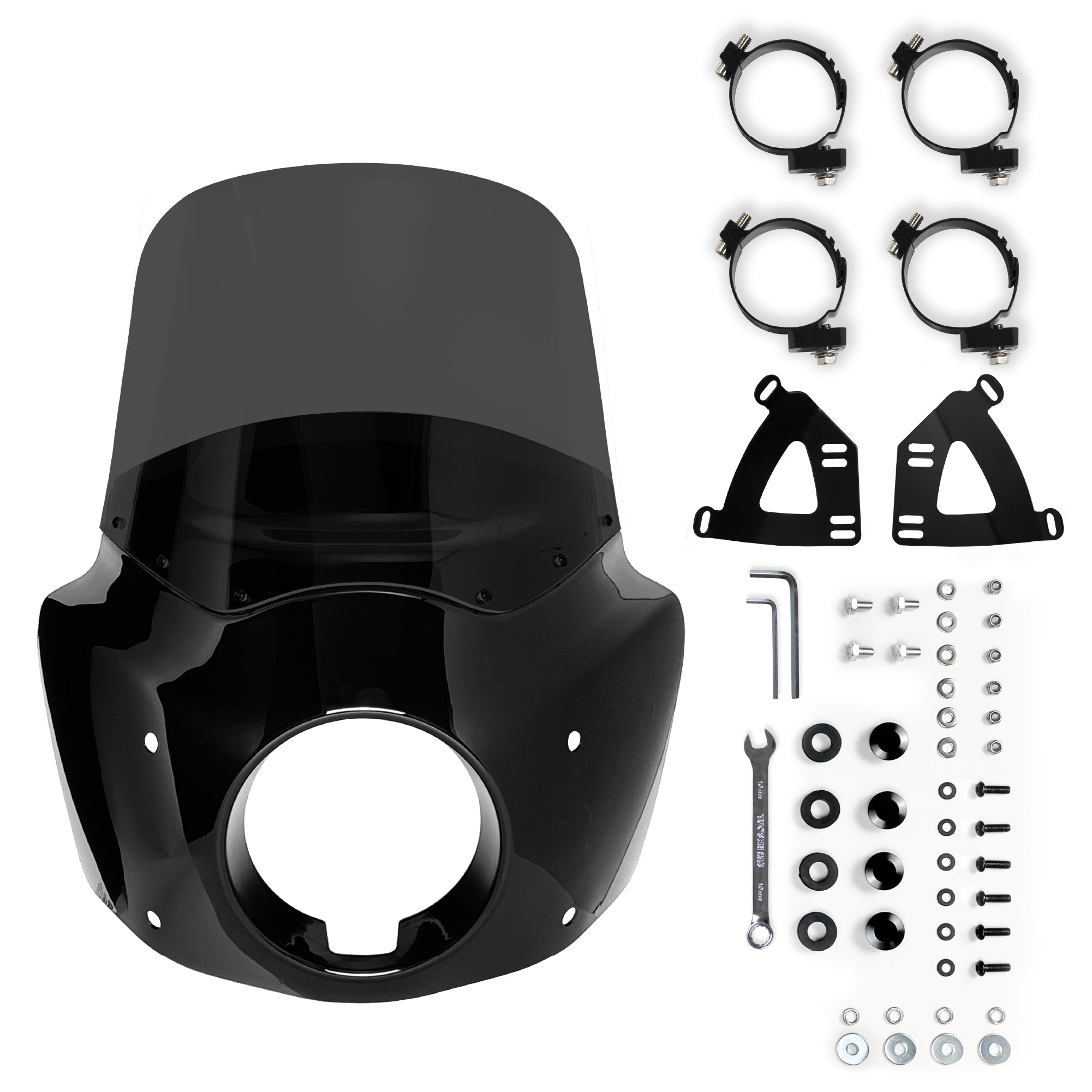 Krator Motorcycle Fairing, Accessories for Harley Davidson, Smoke, 11" Windshield
