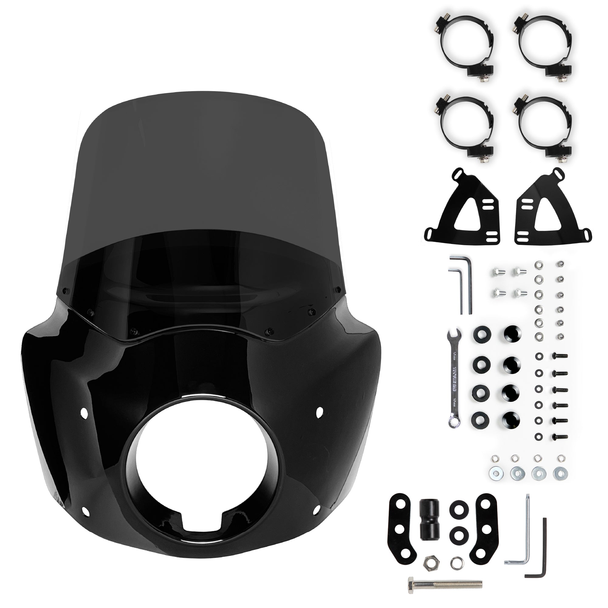 Krator Motorcycle Fairing, for Harley Davidson, Smoke, with Extension, 11" Windshield