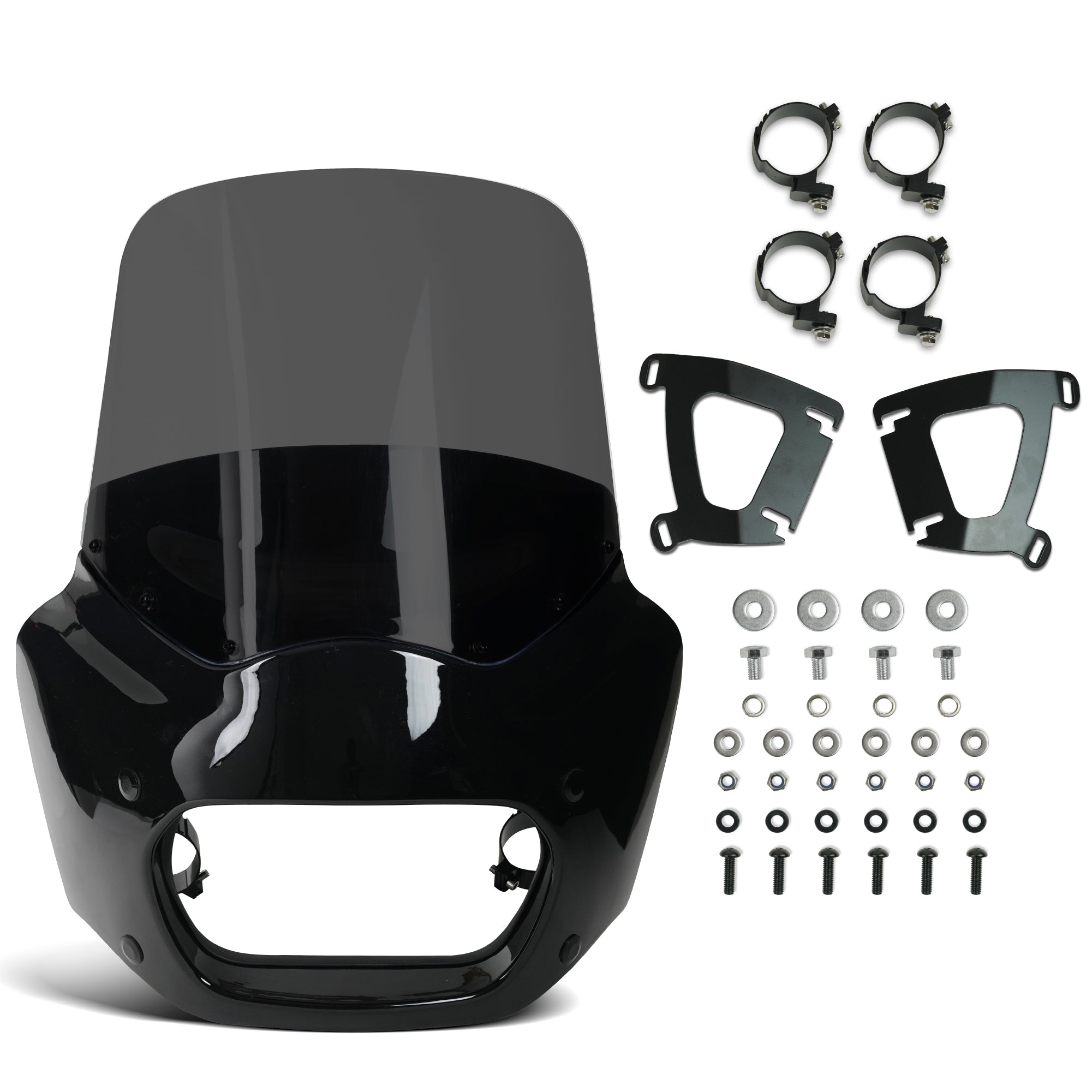 Krator Motorcycle Windshield Fairing & Mounting Kit Compatible with Harley Davidson