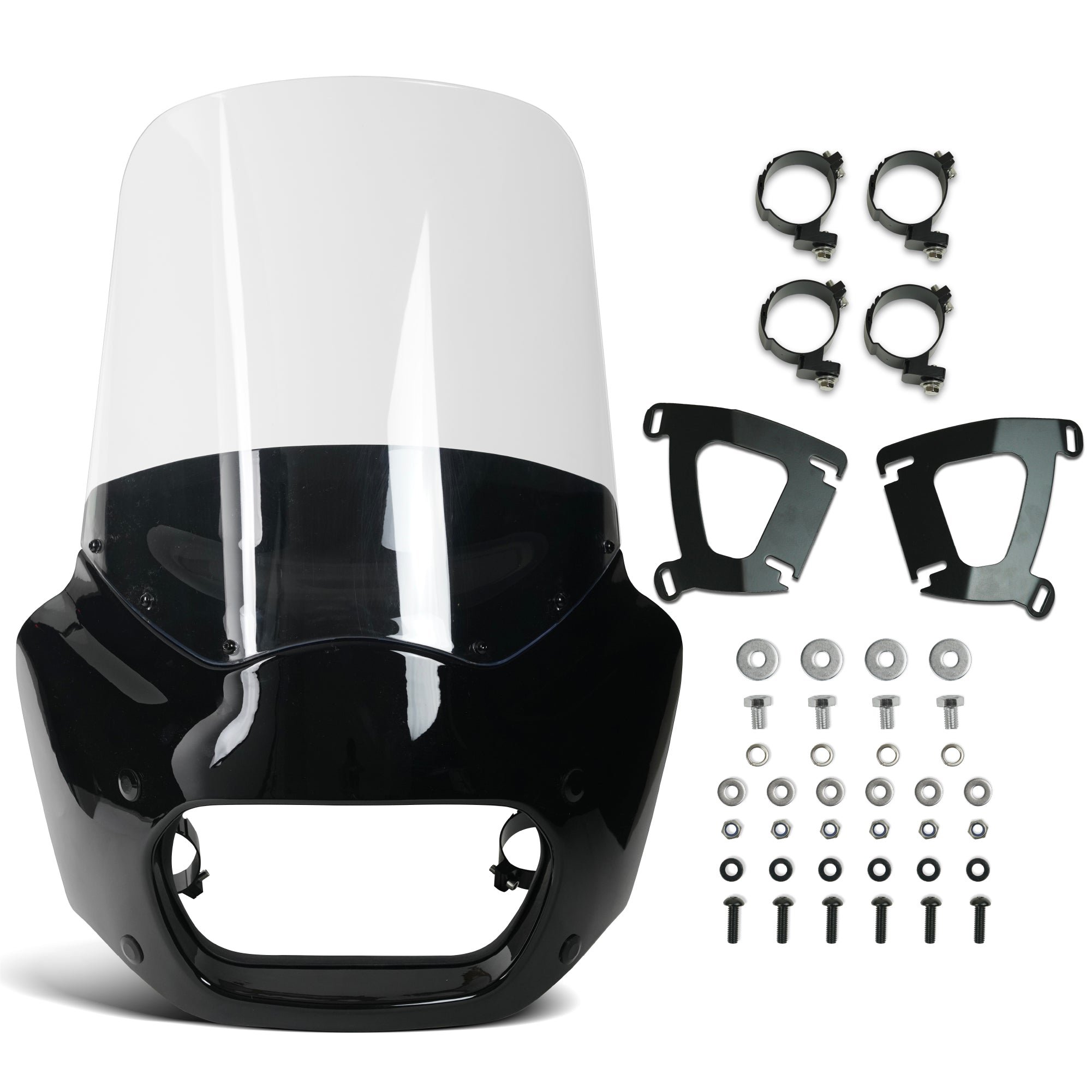 Krator Motorcycle Windshield Fairing & Mounting Kit Compatible with Harley Davidson