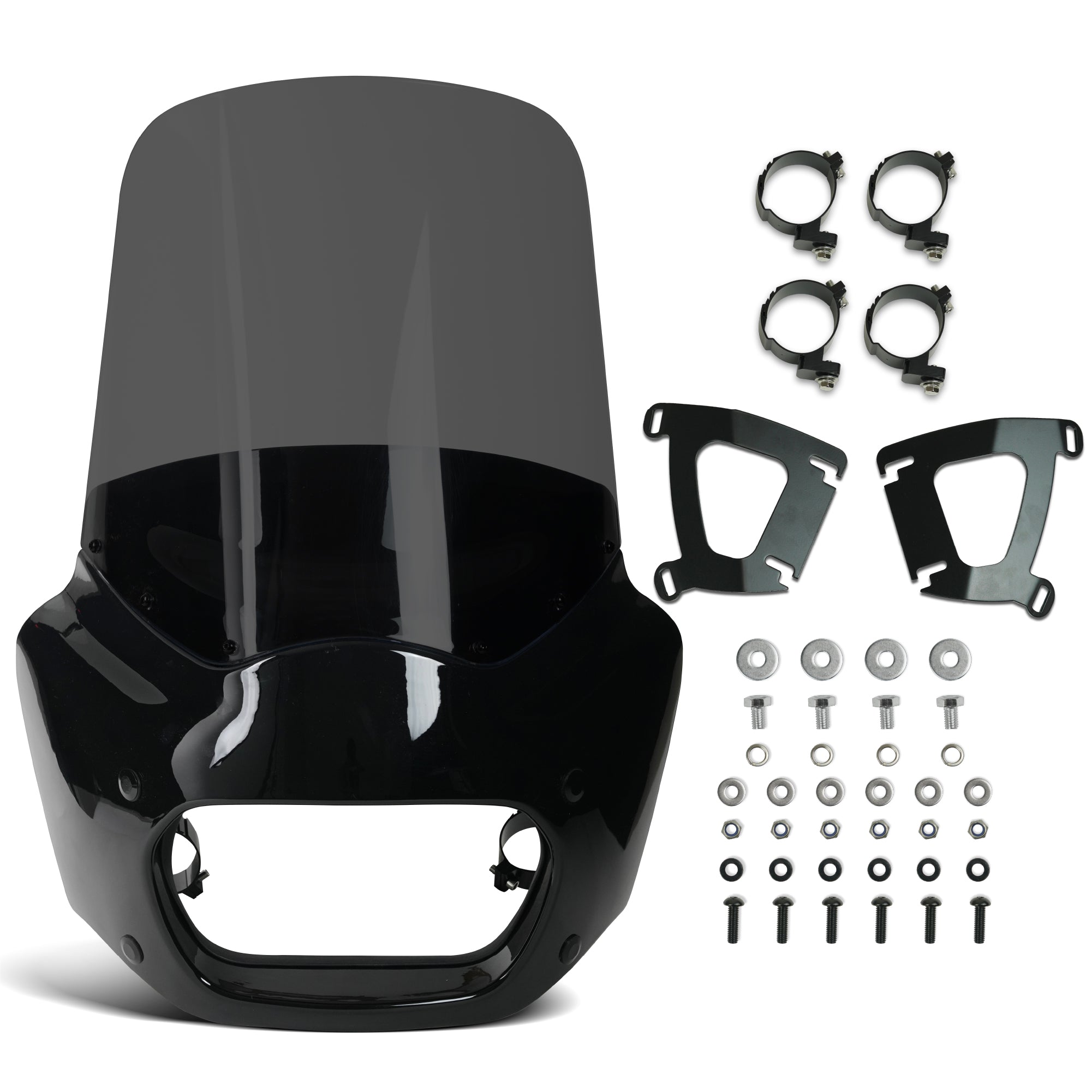 Krator Motorcycle Windshield Fairing & Mounting Kit Compatible with Harley Davidson