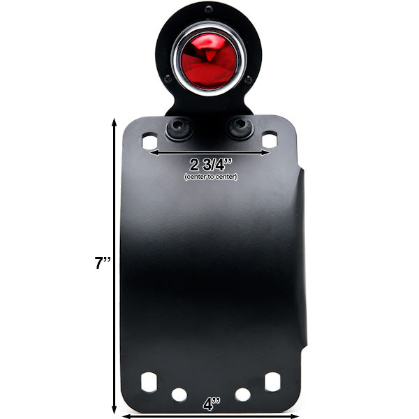 Curved Vertical 1" Axle Mounted License Plate Bracket Taillight Cafe Racer