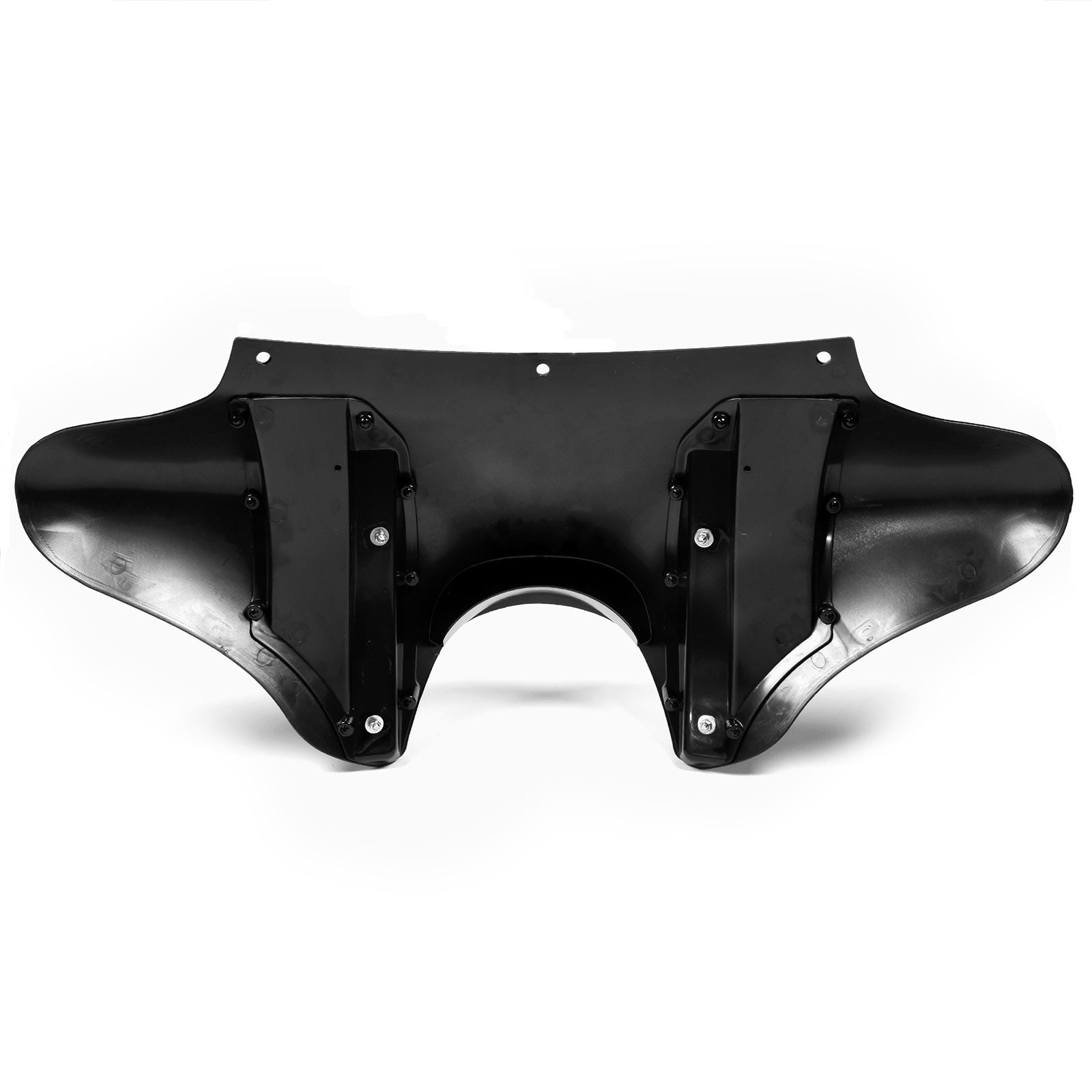 17" Tall Blackout Batwing Windshield Headlight Fairing Compatible with Harley Davidson, Honda, Yamaha and Suzuki