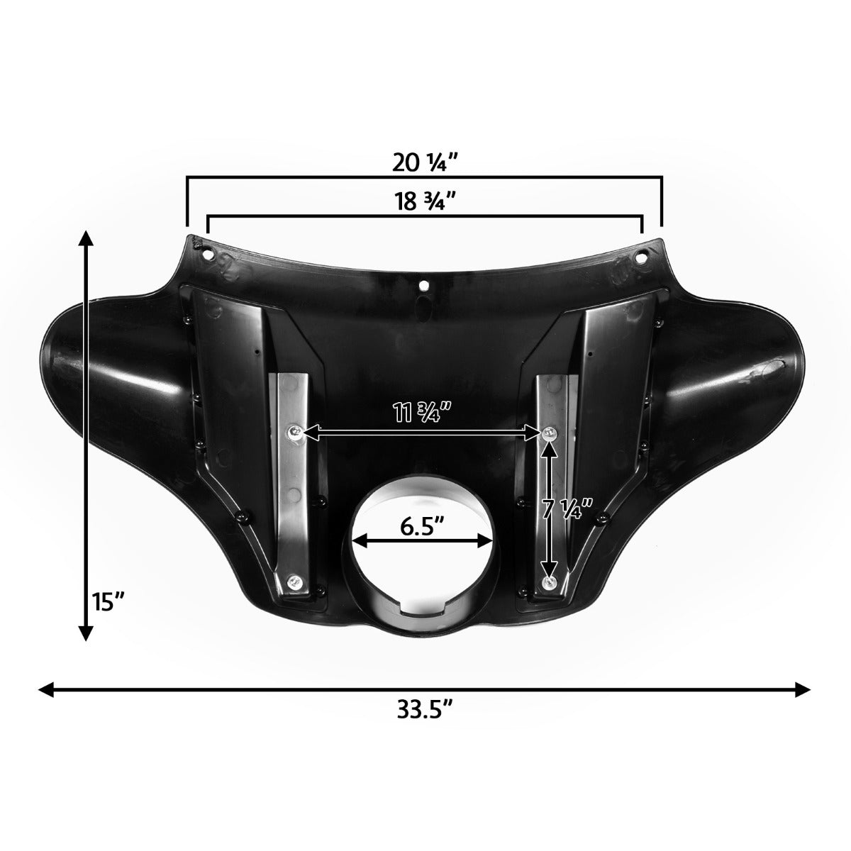 15" Tall Blackout Batwing Windshield Headlight Fairing Compatible with Harley Davidson, Honda and Indian
