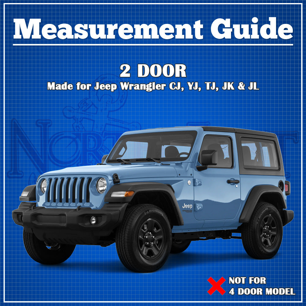 Gray Car Cover For Jeep Wrangler 1976-2021 CJ, YJ, TJ, JK, JL 2-Door Models | Waterproof Fabric, Weather Protection, with Driver Door Zipper