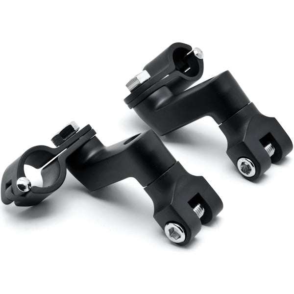 Black 1" Engine Guard Bowleg Footpeg Clamps for Motorcycles Cruisers Bobbers