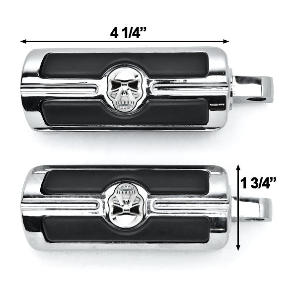 Skull Head Front & Rear Foot Peg Foot Rests Chrome for Harley Davidson (All Years)