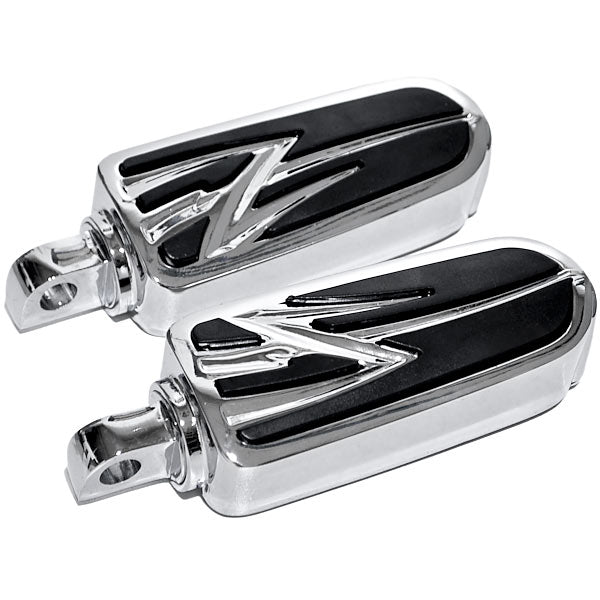 Tribal Design Front & Rear Footpeg Foot Rests Chrome for Harley Davidson (All Years)