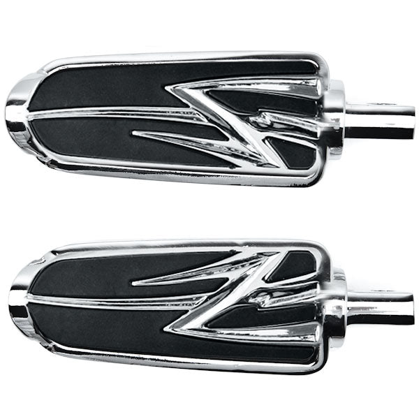 Tribal Design Front & Rear Footpeg Foot Rests Chrome for Harley Davidson (All Years)