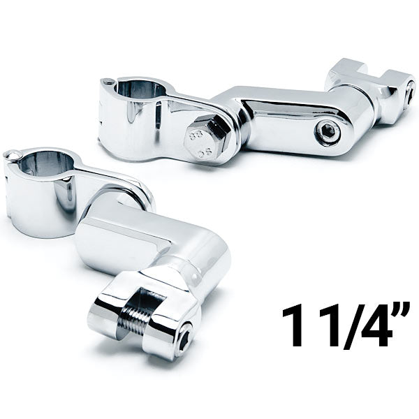 Chrome 1 1/4" Engine Guard Bowleg Footpeg Clamps for Motorcycle Cruisers Bobbers