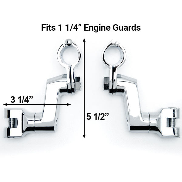 Chrome 1 1/4" Engine Guard Bowleg Footpeg Clamps for Motorcycle Cruisers Bobbers