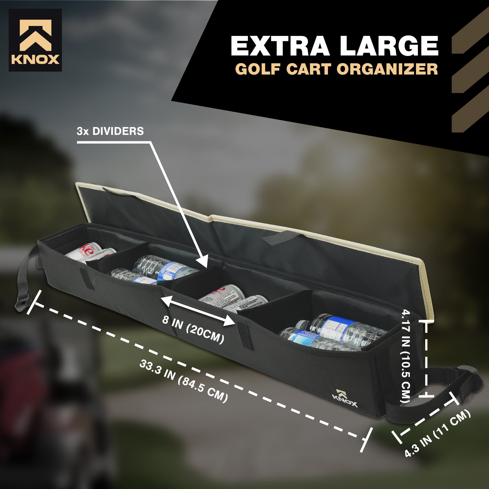 KNOX Golf Cart Storage Basket, Universal Fit, No Drilling, Portable, Lid Cover