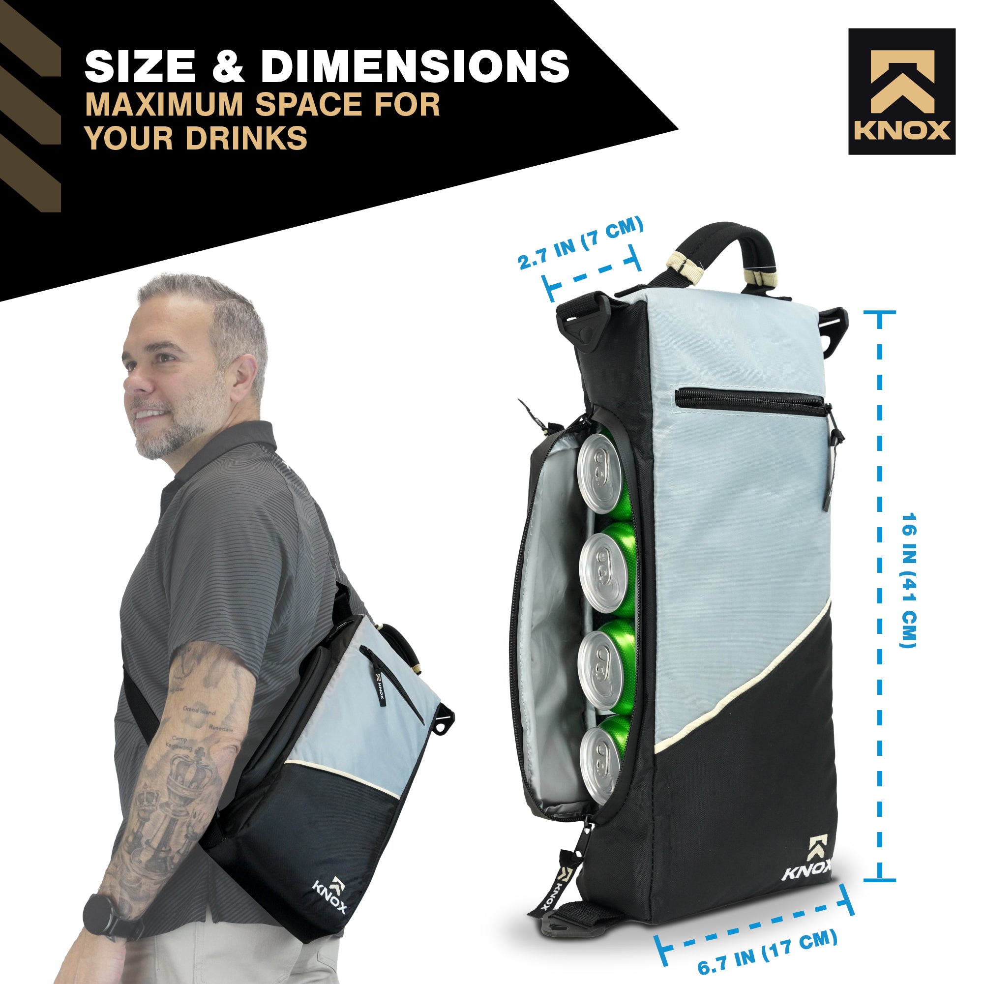 KNOX Golf Cooler Bag, 6 Pack Cooler, Beer Can Holder, Keep Cans Cold For 8-Hours
