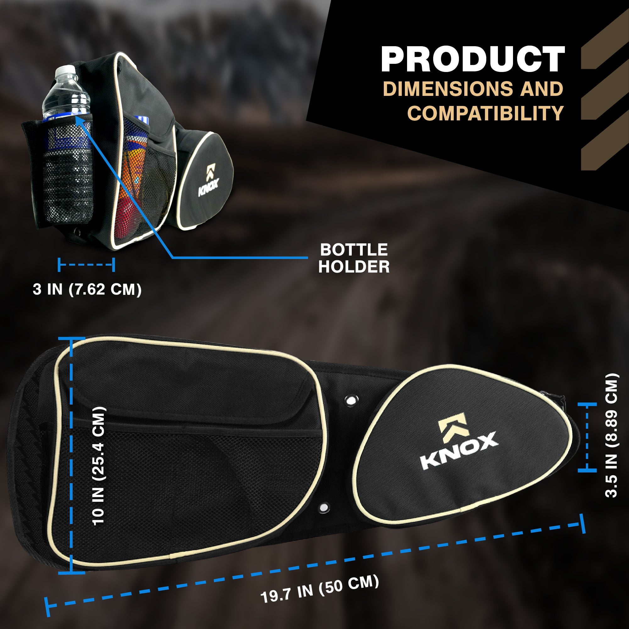 KNOX UTV Side Door Bags, Passenger & Driver Storage Bag, Removable Knee Pad - 2pk