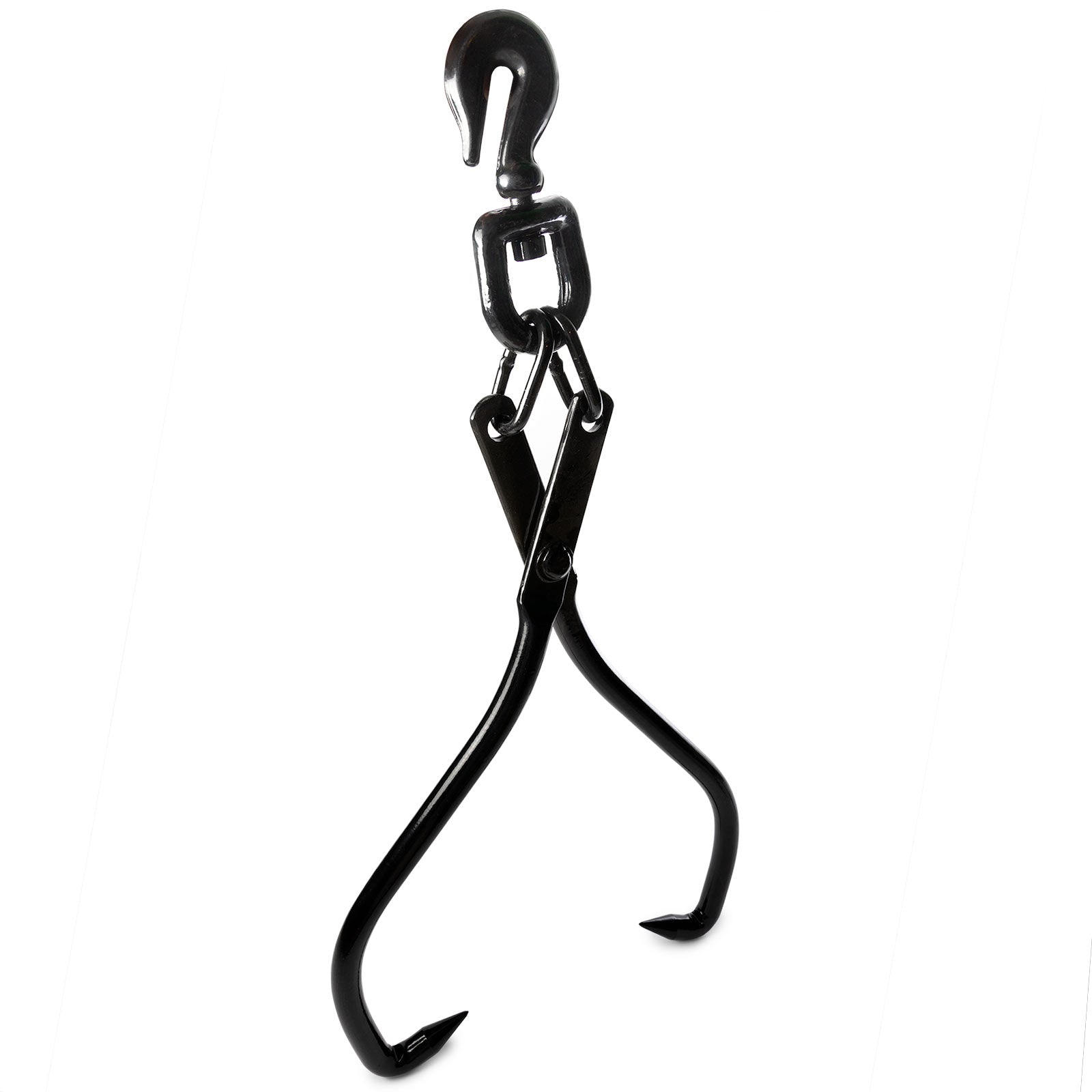 Swivel Grab Skidding Tongs - 28" Jaw Opening Black Log Chain Grabber with Hook