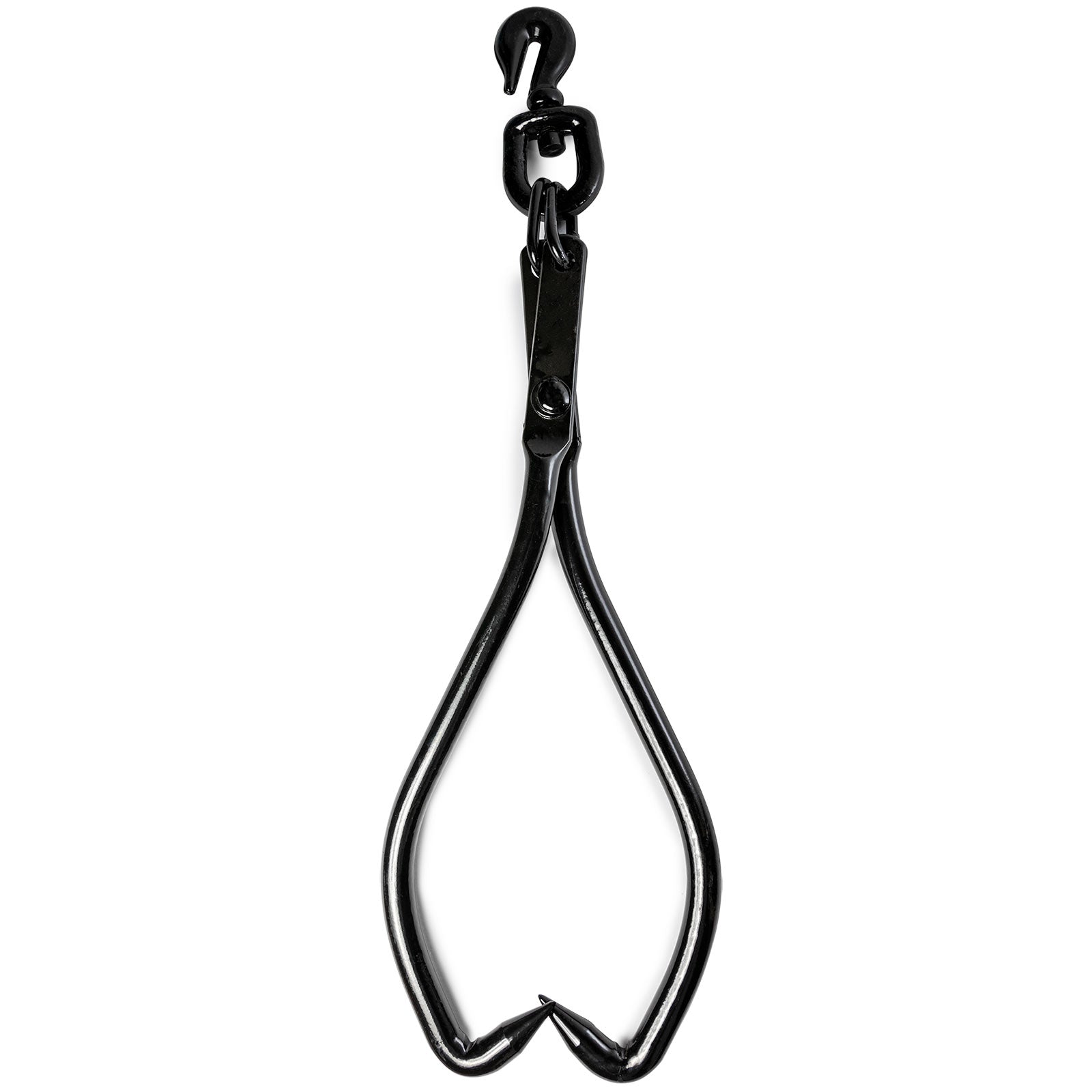 Swivel Grab Skidding Tongs - 28" Jaw Opening Black Log Chain Grabber with Hook
