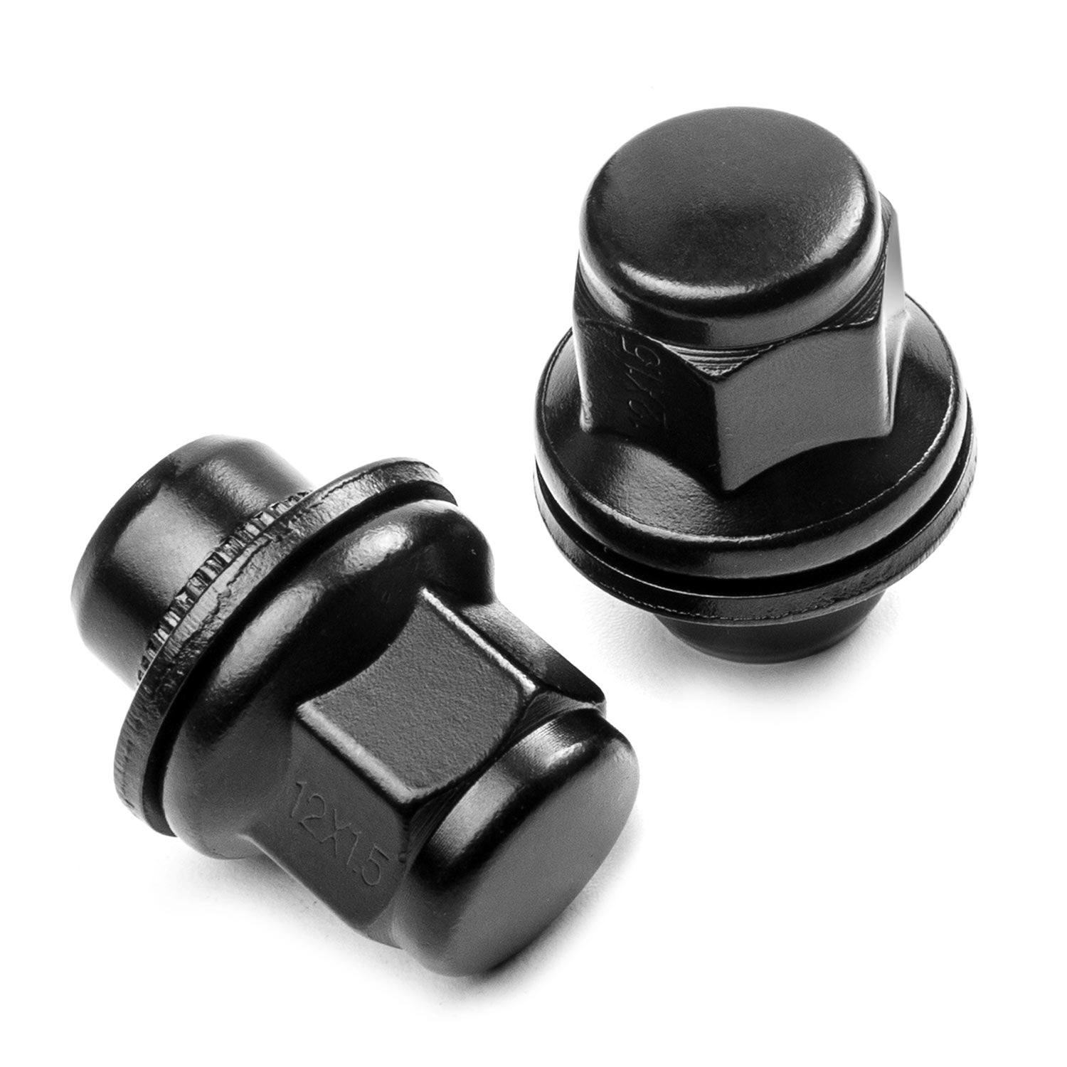 24x Black 12x1.5 Hex Lug Nuts - Wheel Lug Nuts Mag Seat with Swaged Washer