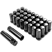 32x Black 14x2 Spline Lug Nuts + 2 Keys - Anti-Theft Locking Wheel Lug Nuts