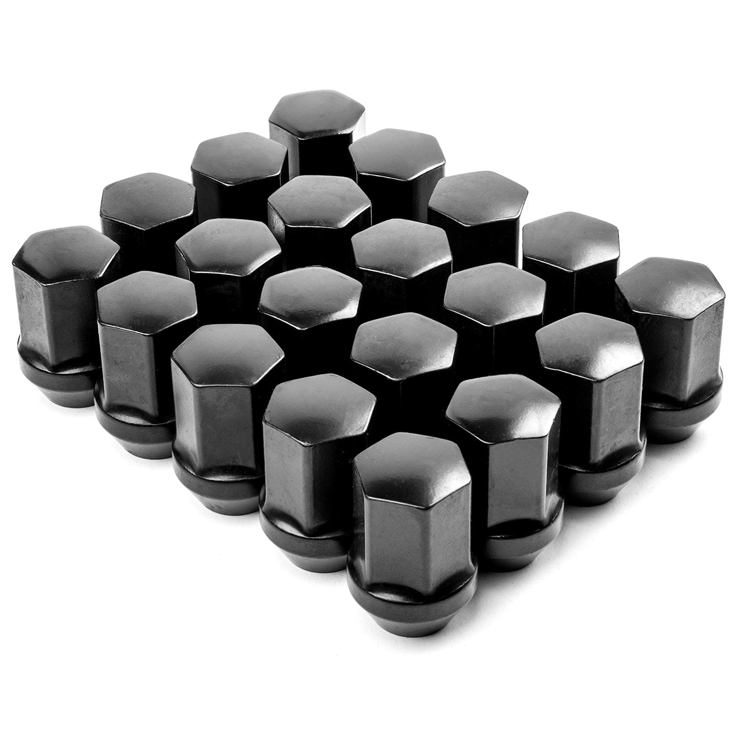 20x Black 9/16" x 18 Hex Lug Nuts - Wheel Lug Nuts Conical Acorn Cone Seat