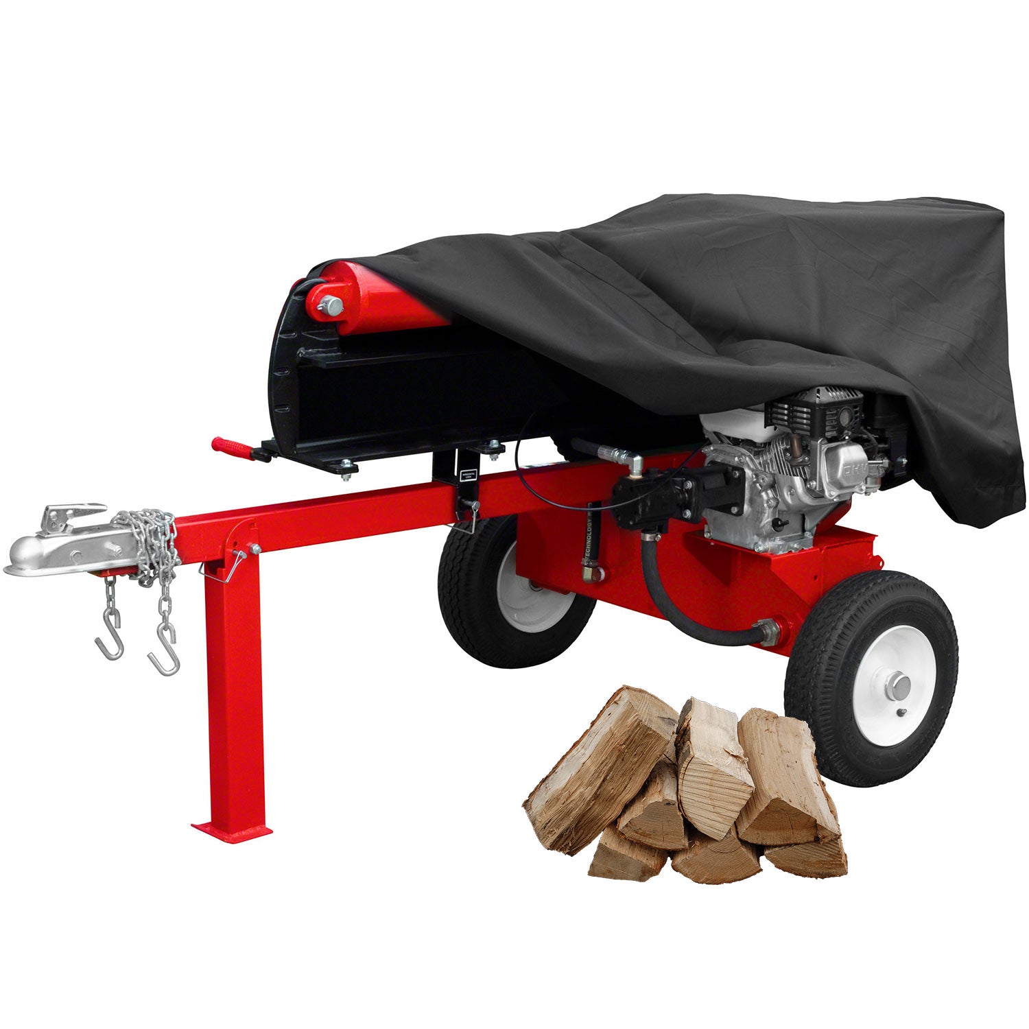 Gas Log Splitter Storage Cover All Weather Protection - Black (65" x 60" x 30")