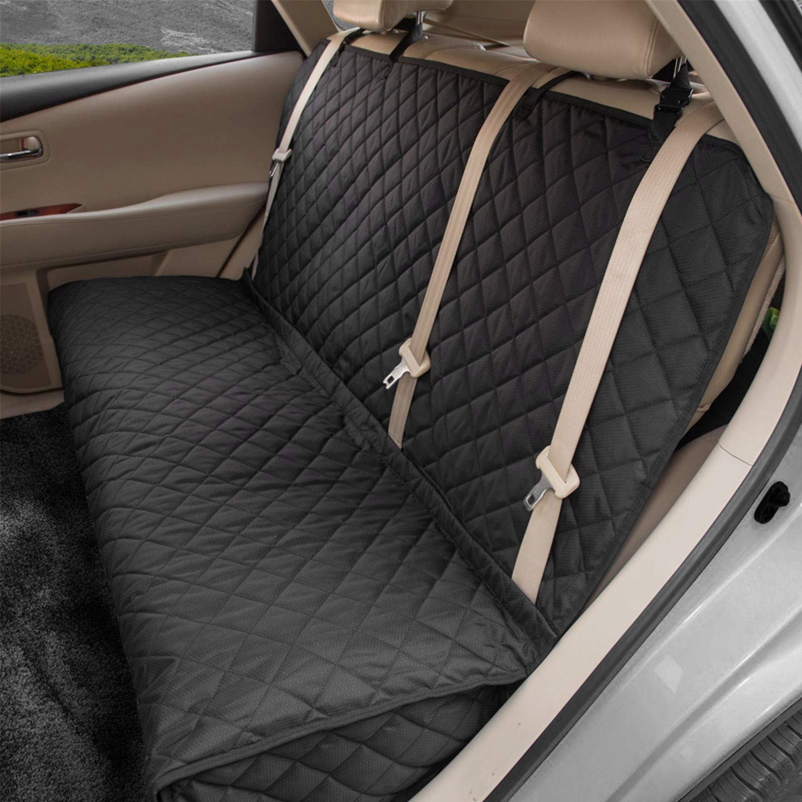 Universal Car Bench Seat Cover Protector for Pets- Waterproof, Non-Slip, Durable, Washable - Fits Cars, Trucks, SUVs- Black- 49"L x 56"W