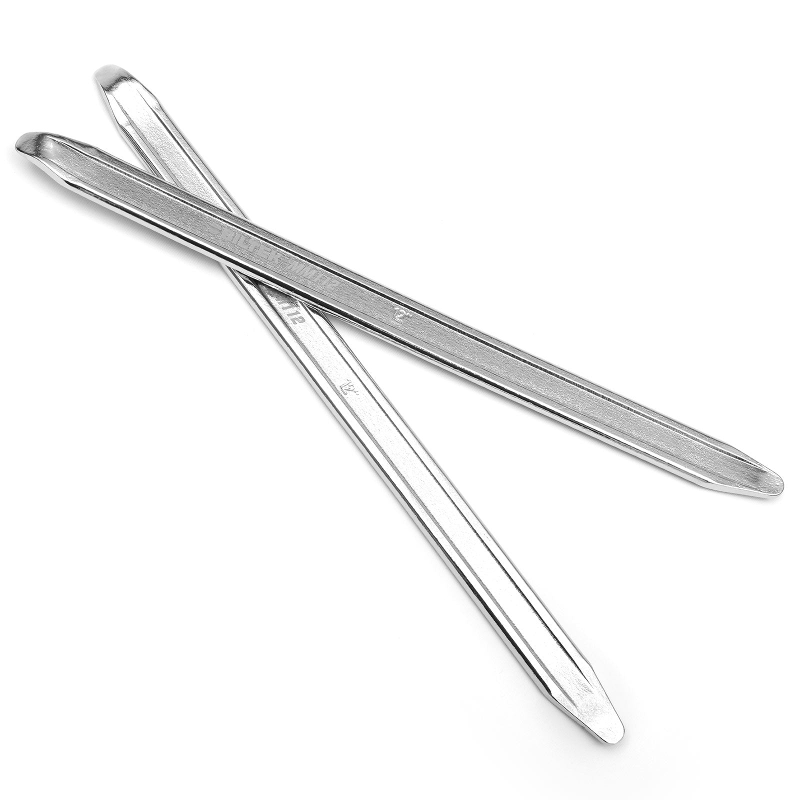 Biltek 12" Straight & Curved Tire Iron Tool- Durable Forged Steel- Set of 2