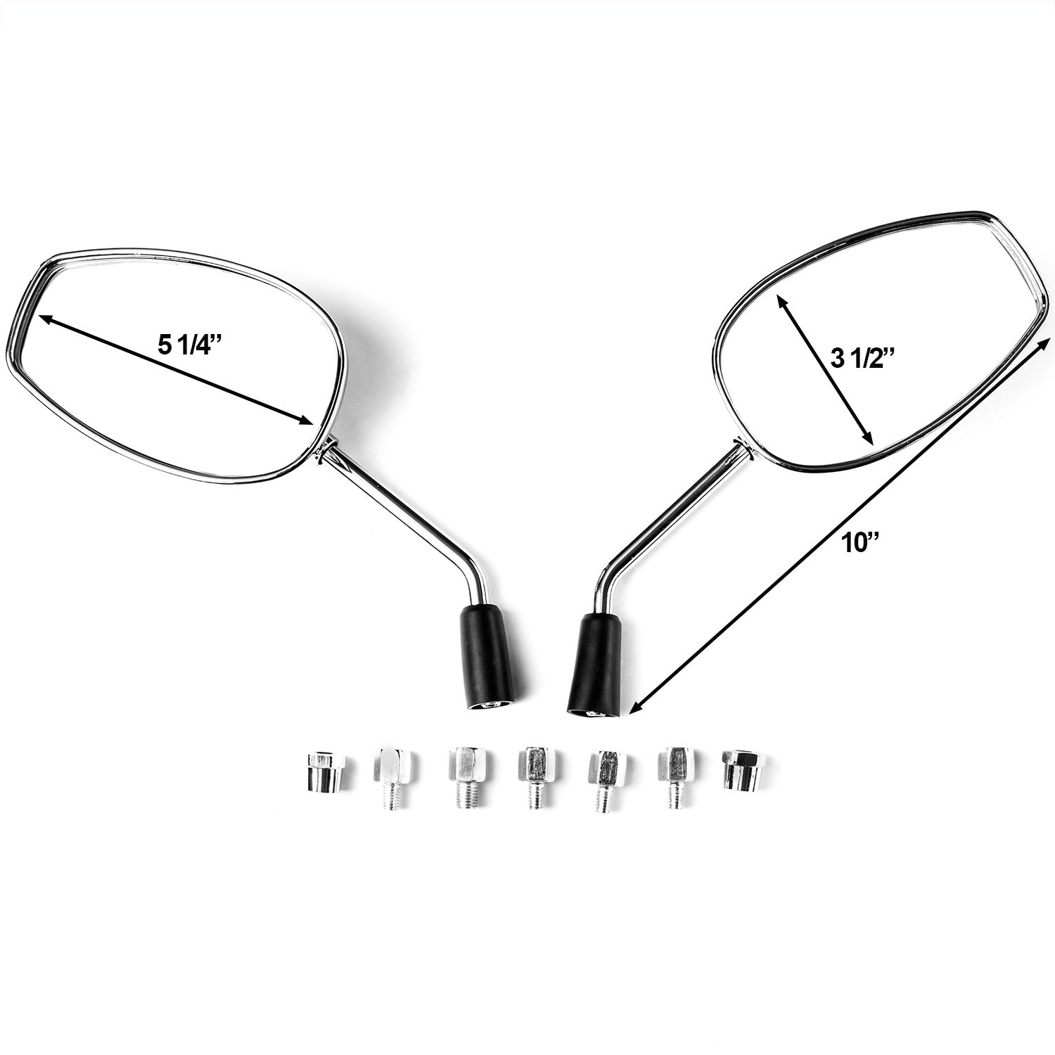 Chrome Universal Motorcycle Mirrors Cruiser Sport Bike Chopper Rear View Mirror