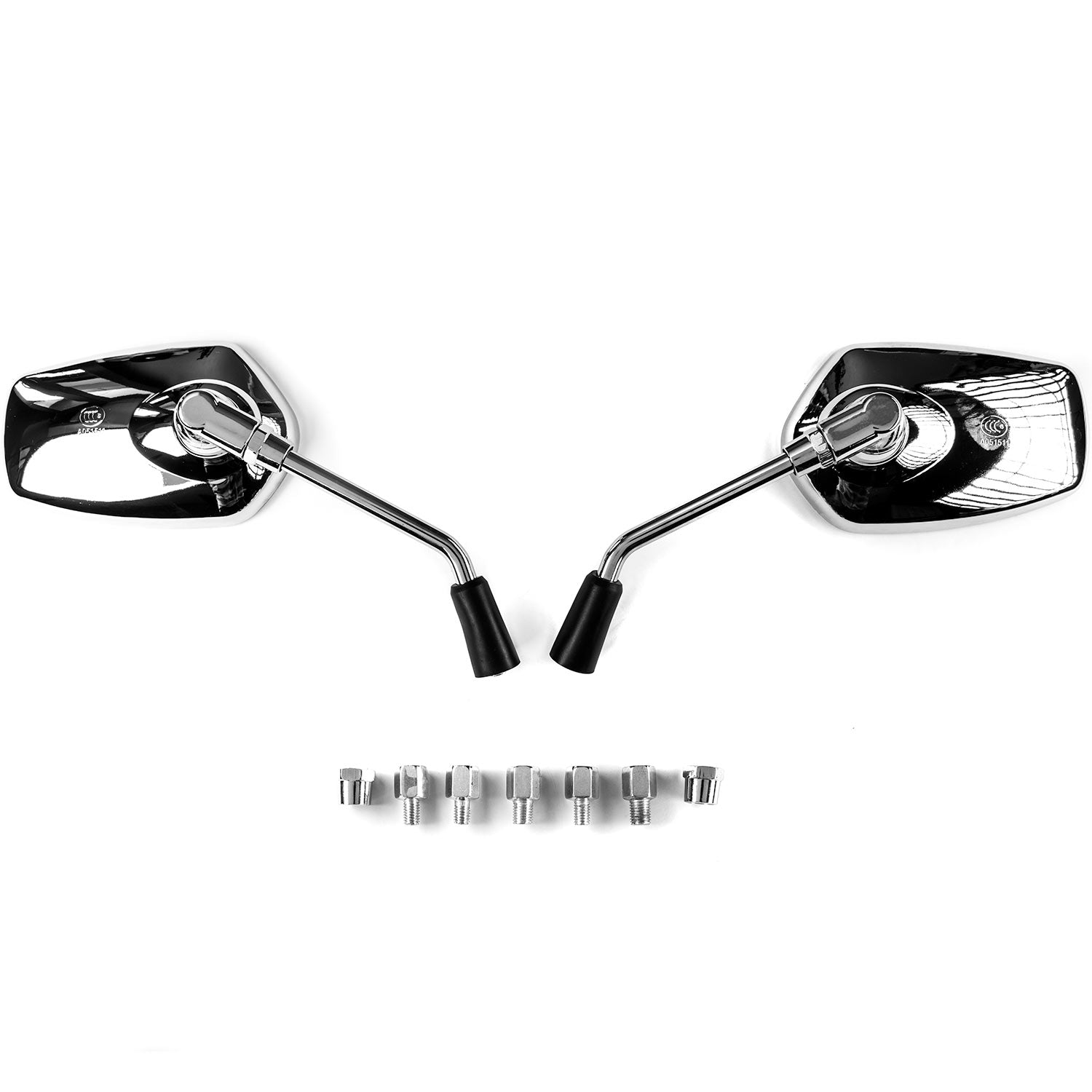 Chrome Universal Motorcycle Mirrors Cruiser Sport Bike Chopper Rear View Mirror
