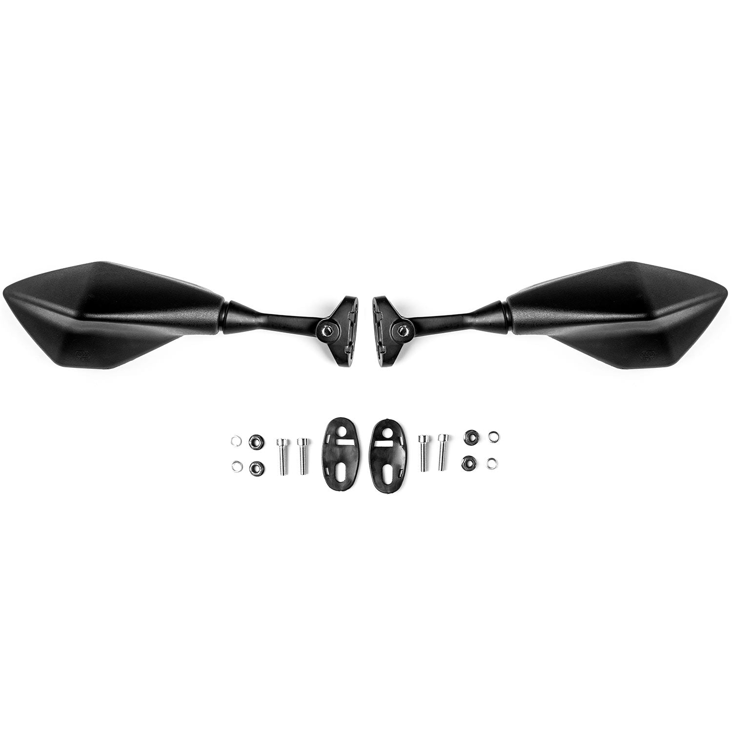 Black Universal Motorcycle Mirrors Sport Bike 2 Mounting Points Rear View Mirror