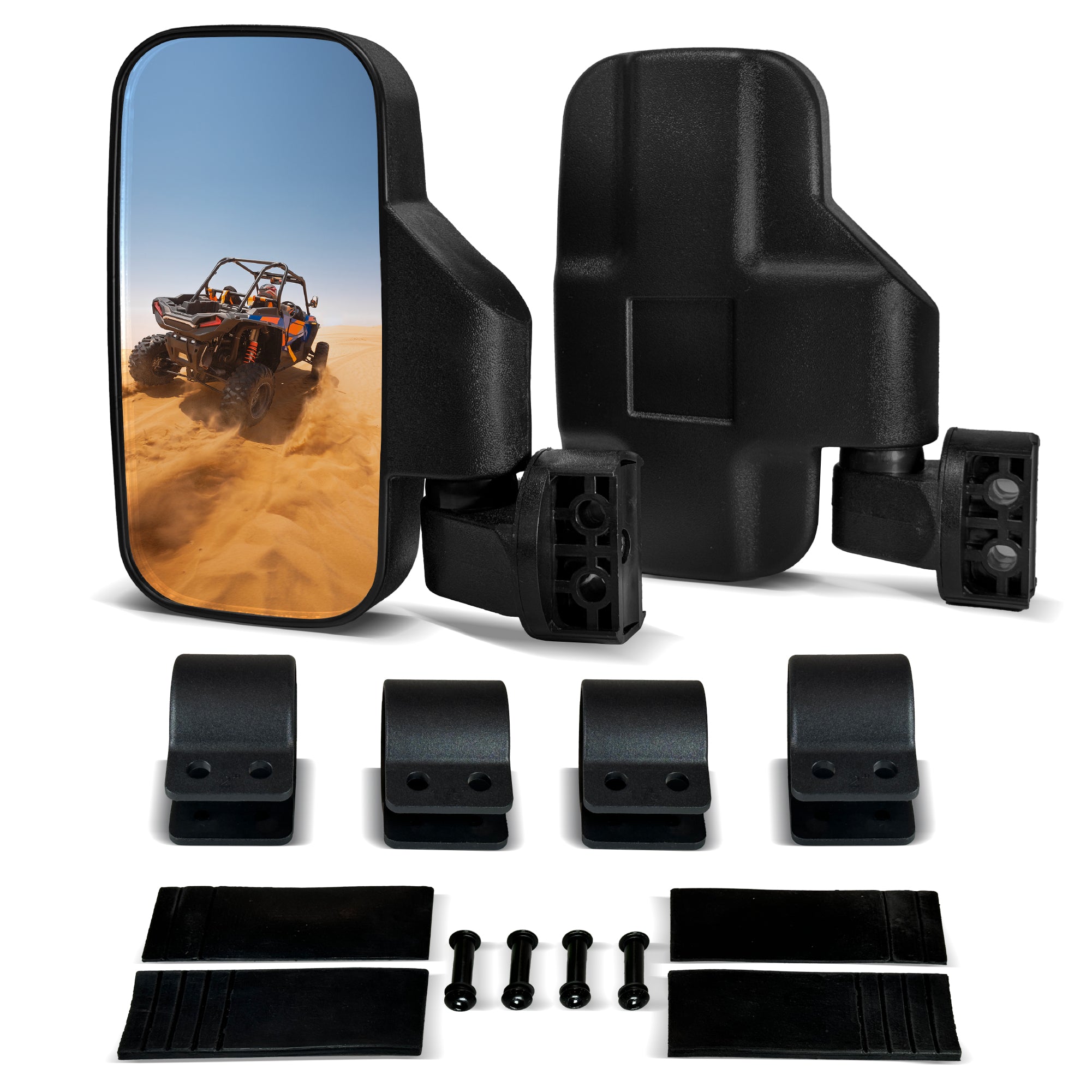 Krator UTV Side Mirrors for 1.75"- 2" Roll Bar Cage, Adjustable UTV Mirrors