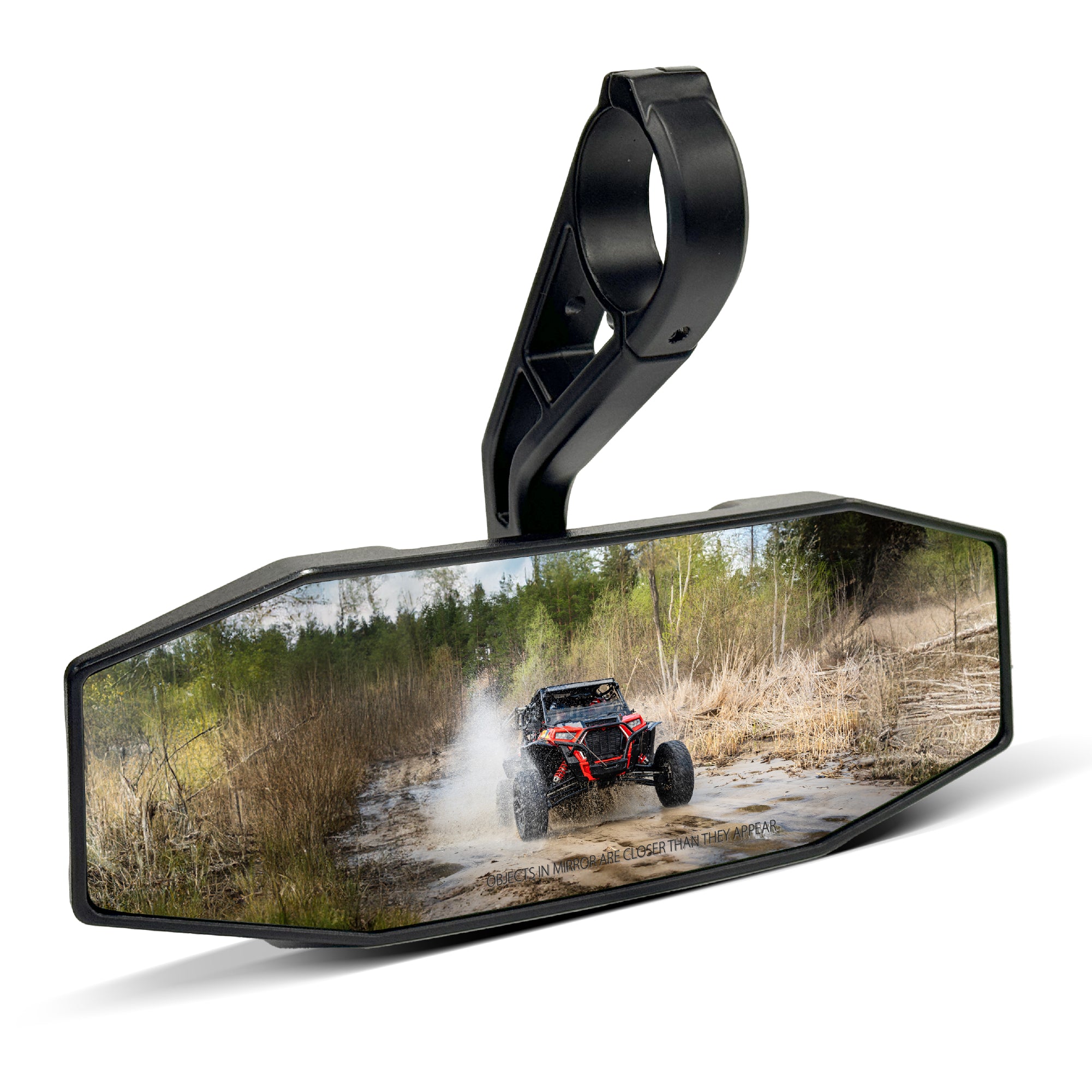 Krator UTV Rear View Mirror 1.75"Roll Bar, Adjustable Convex Wide-Angle Design