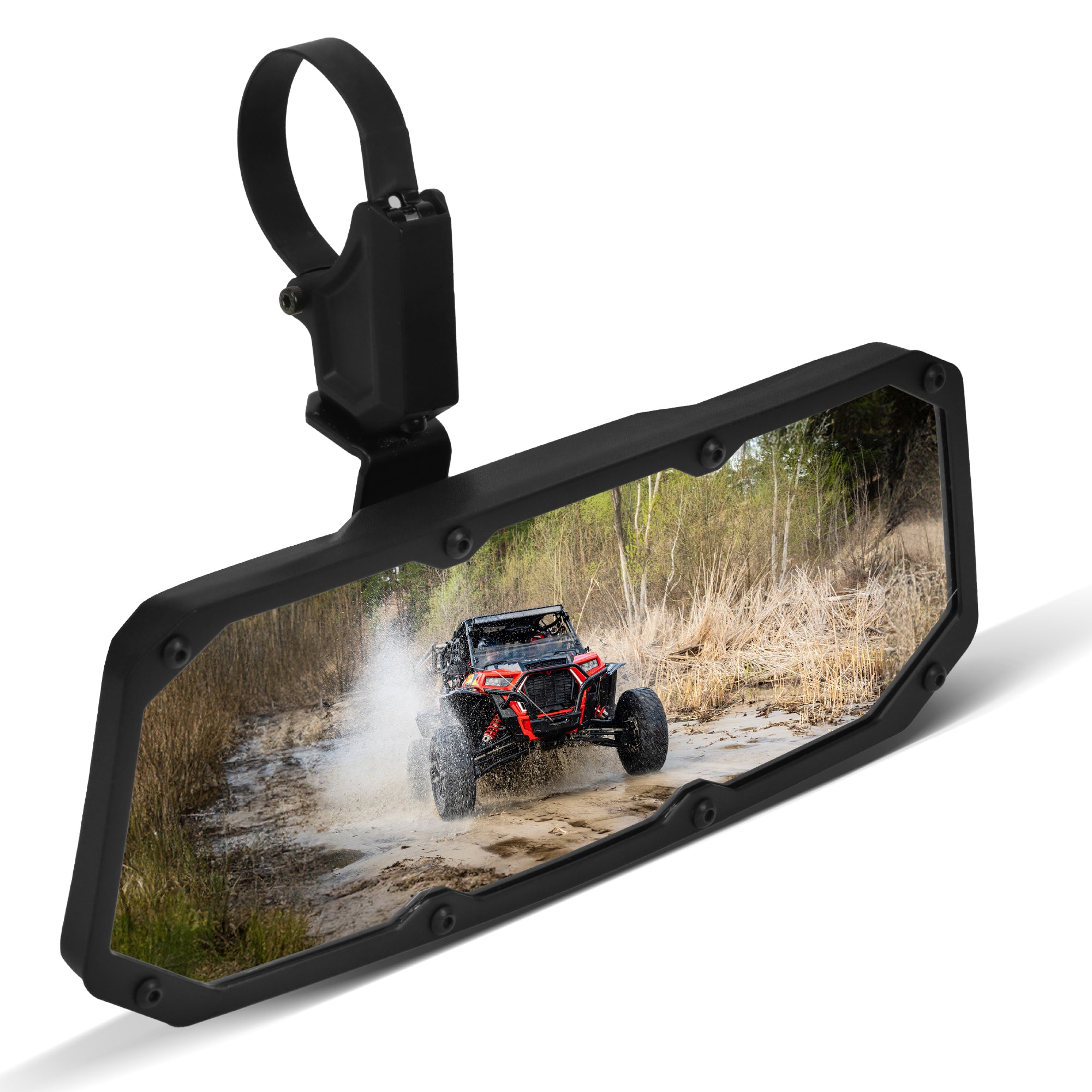 Krator UTV Rear View Mirror for 1.5"-2" Roll Bar, Wide-Angle Convex UTV Mirror