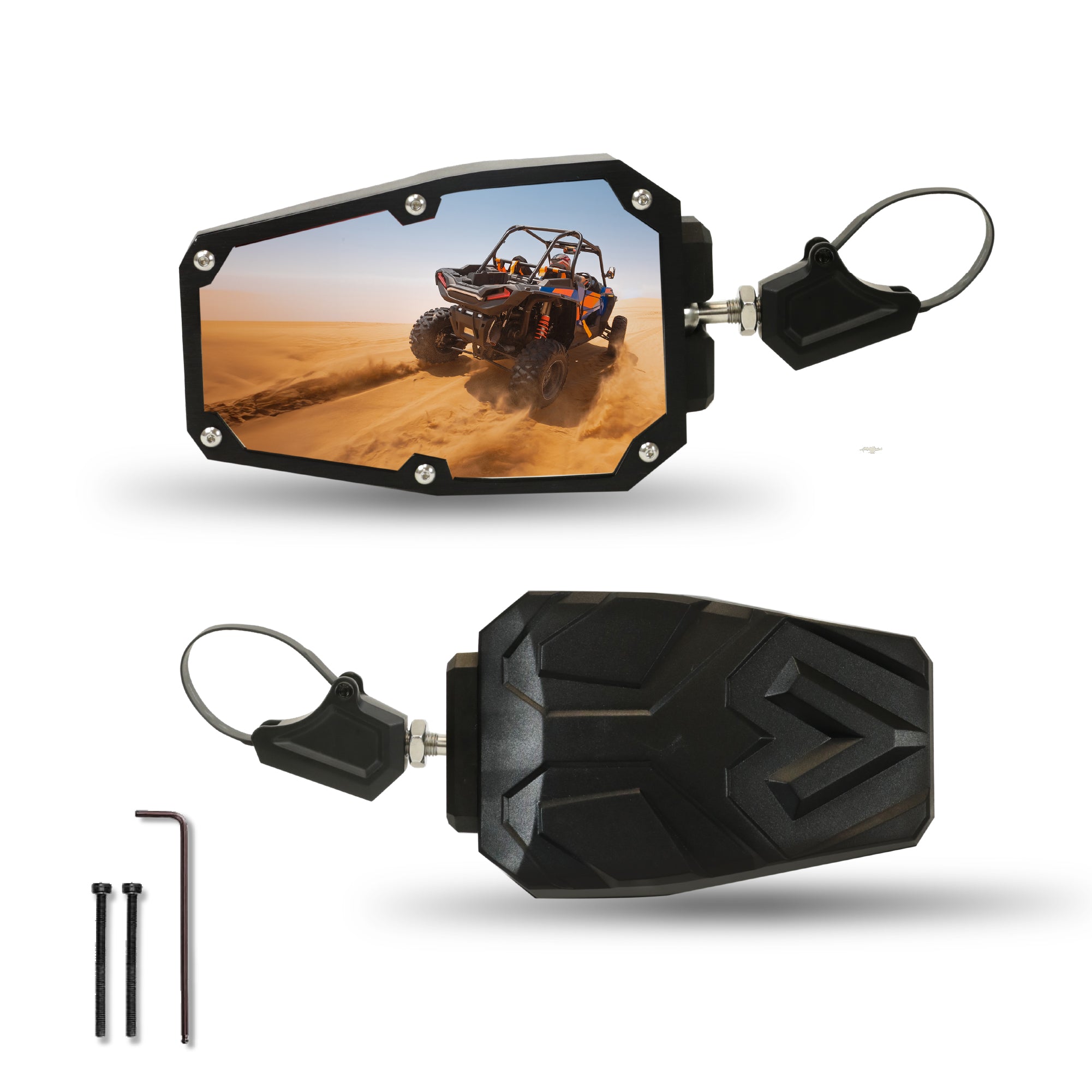 Krator Adjustable UTV Side Mirrors for 1.5"-2" Roll Bar Cage with Windshield