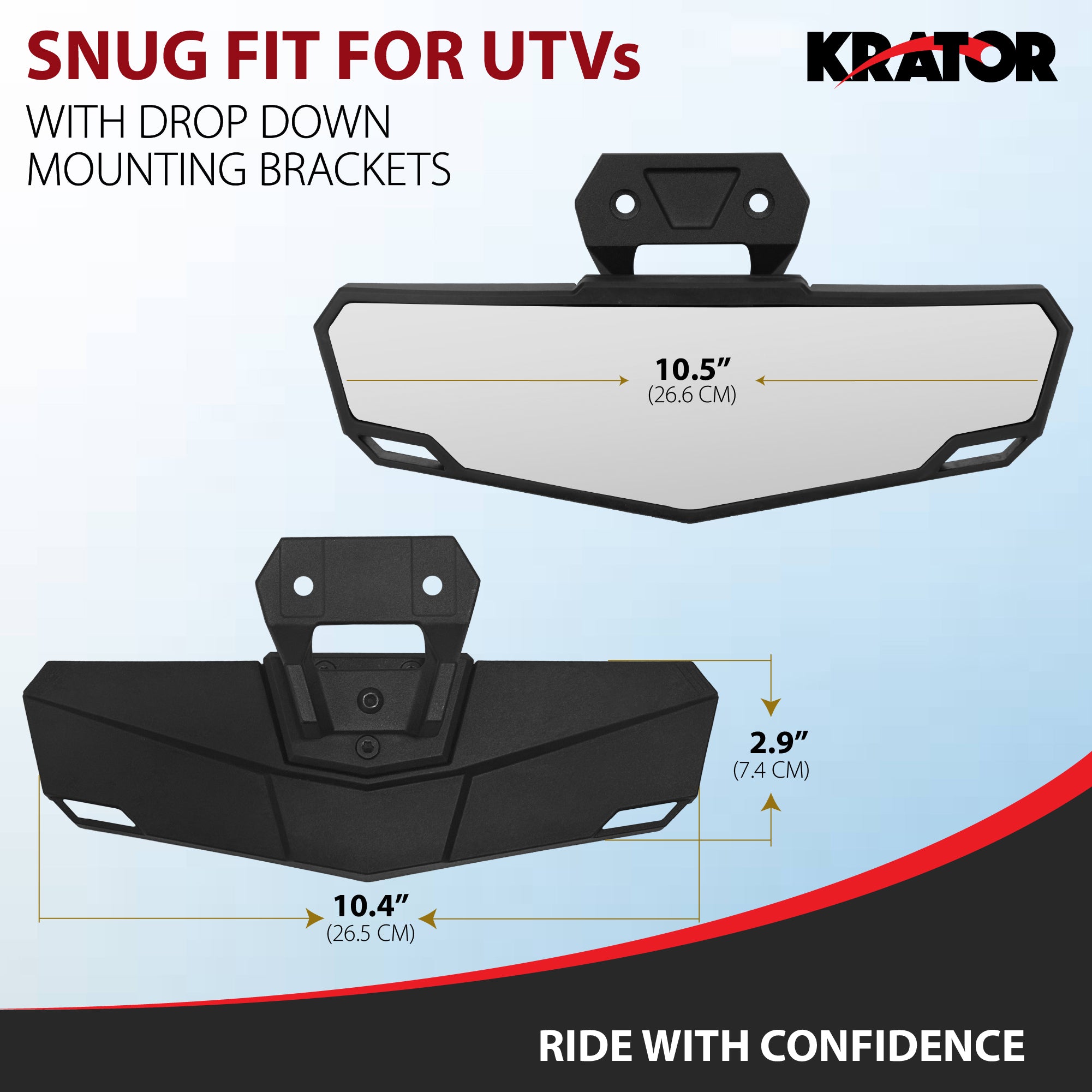 Krator UTV Rear View Mirror for Roll Bar Mounting Brackets, Replaces OEM 2883763