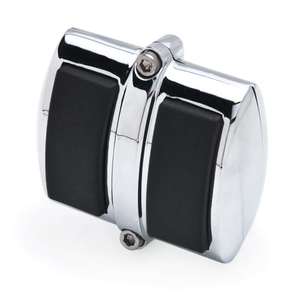 New Chrome Brake Pedal / Heel Shift Pad Cover with Black Non-Slip Rubber Pads