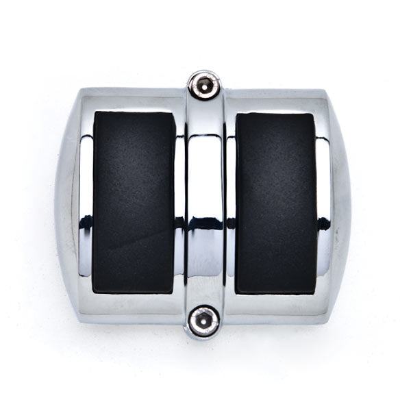 New Chrome Brake Pedal / Heel Shift Pad Cover with Black Non-Slip Rubber Pads