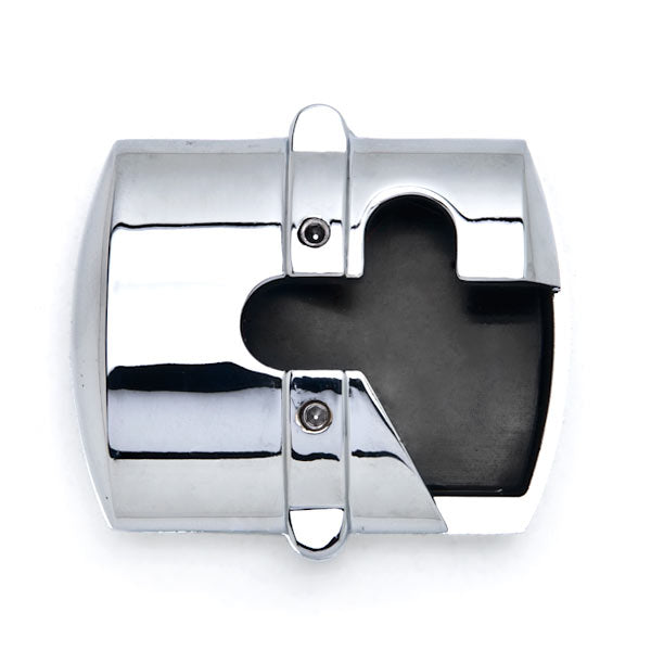 New Chrome Brake Pedal / Heel Shift Pad Cover with Black Non-Slip Rubber Pads