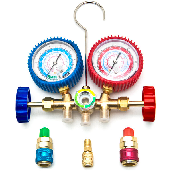 HVAC R12 R22 R502 A/C Diagnostic Manifold Gauge Kit w/ Quick Coupler High/Low