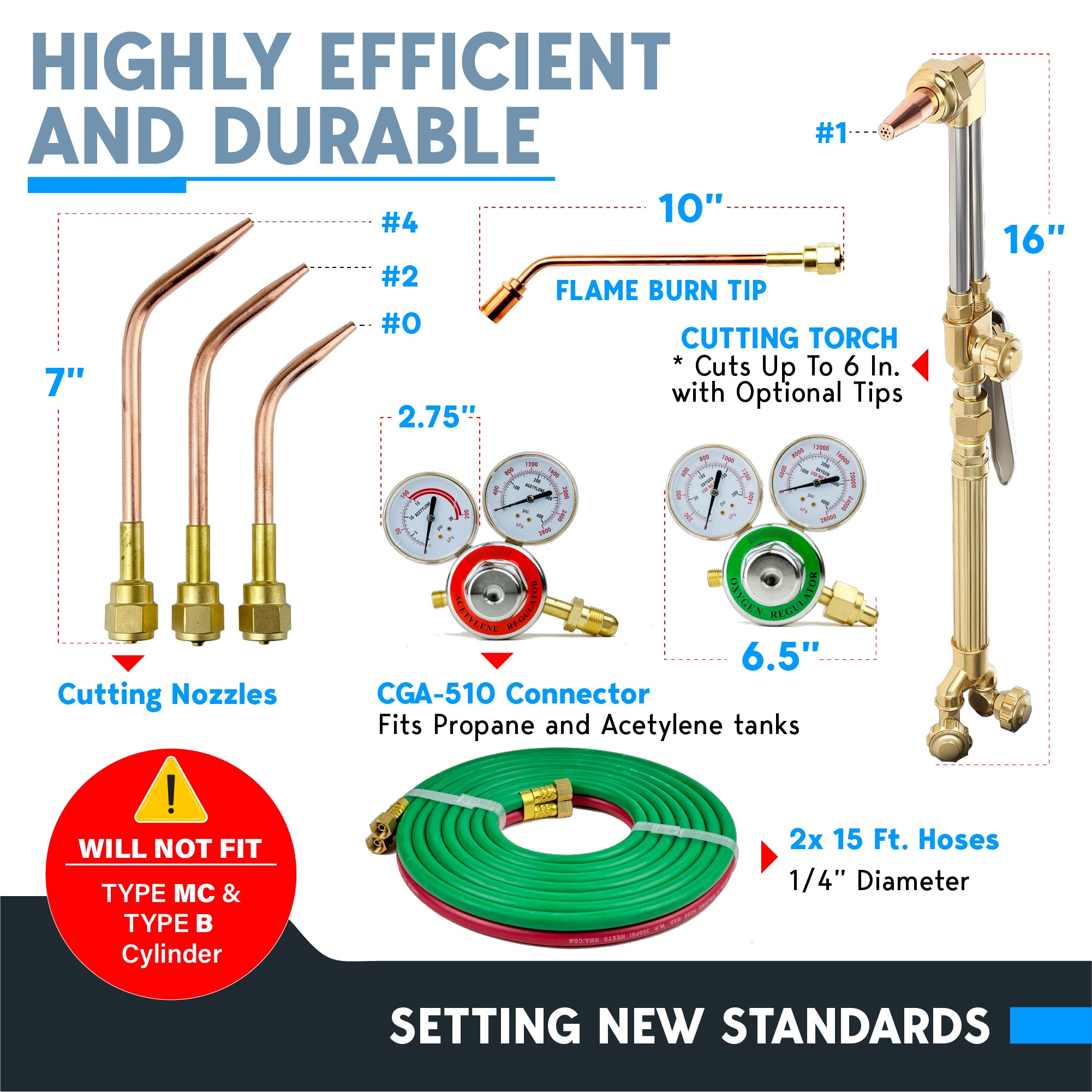 Biltek Portable Welding Cutting Torch Kit Oxy Acetylene Victor Type Torch Kit