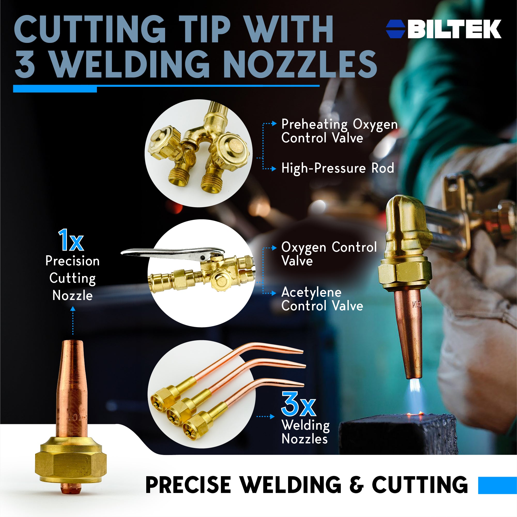 Biltek Portable Welding Cutting Torch Kit Oxy Acetylene Victor Type Torch Kit