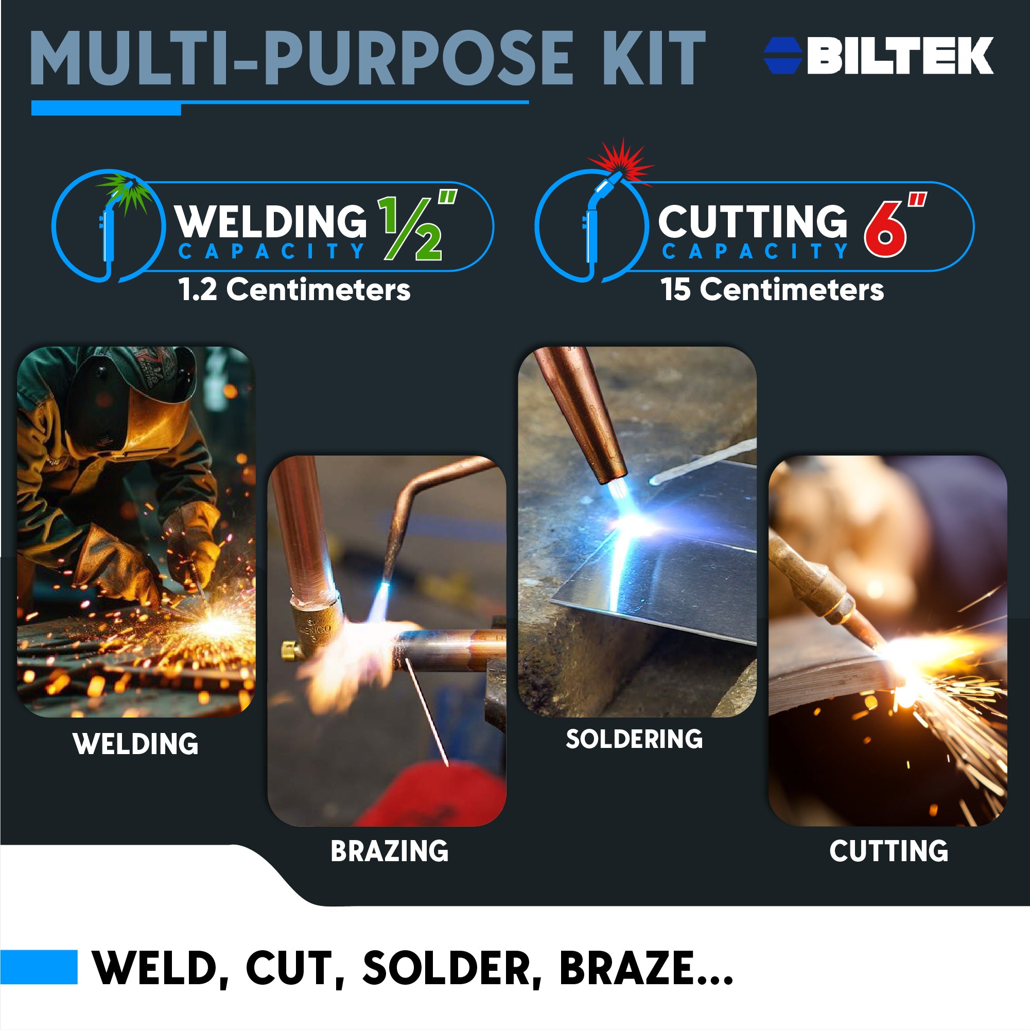 Biltek Portable Welding Cutting Torch Kit Oxy Acetylene Victor Type Torch Kit