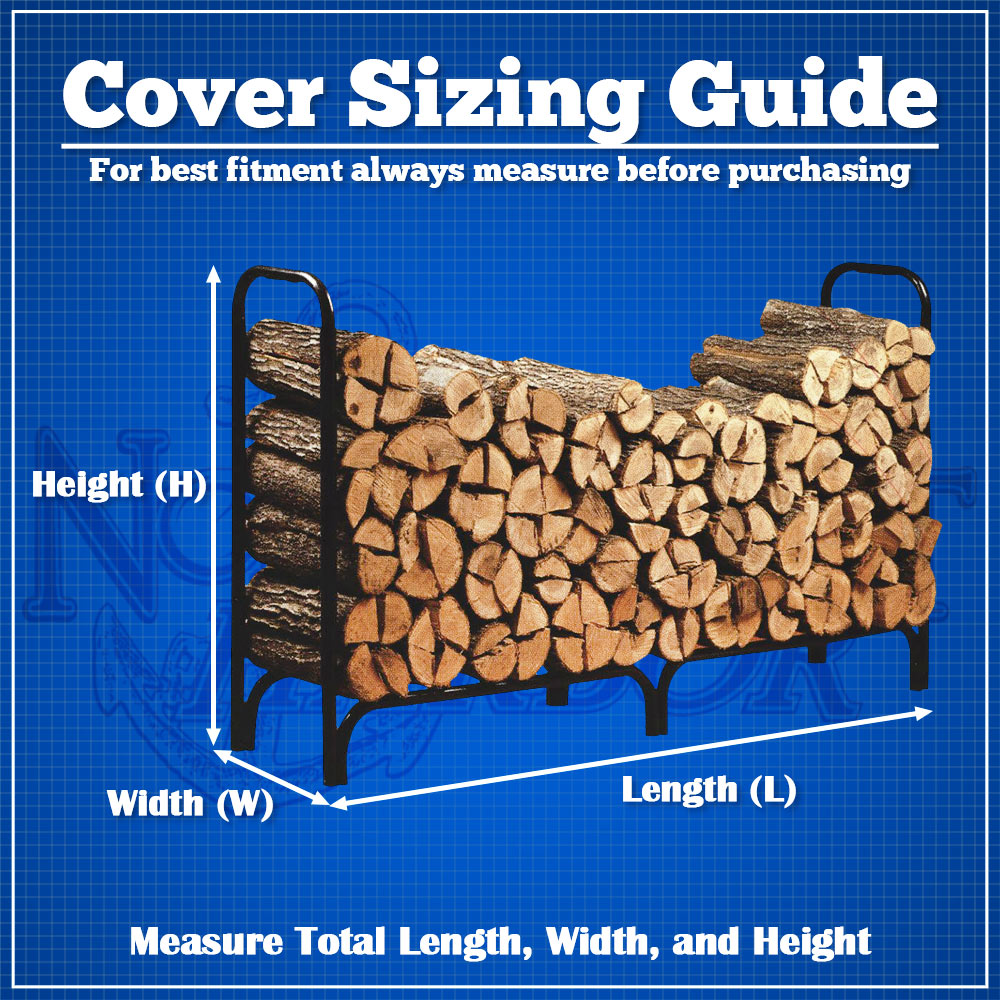 Premium 4ft Patio Firewood Log Rack Cover - 48"L x 24"W x 42" H - Black
