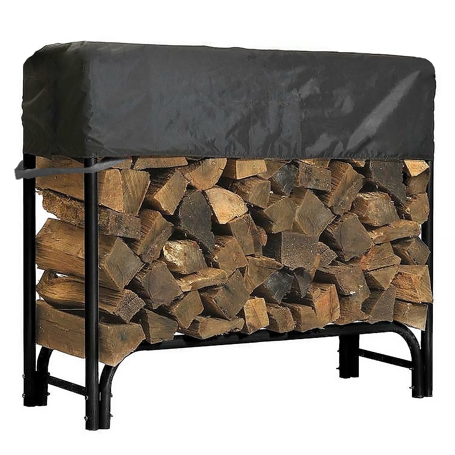 Outdoor Firewood Log Rack Short Cover - 49"L x 24"W x 20"H - Black