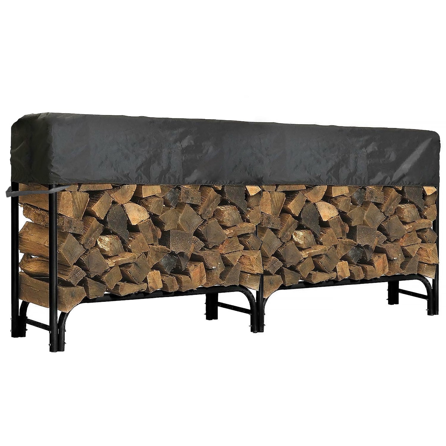 Outdoor Firewood Log Rack Short Cover - 97"L x 24"W x 20"H - Black