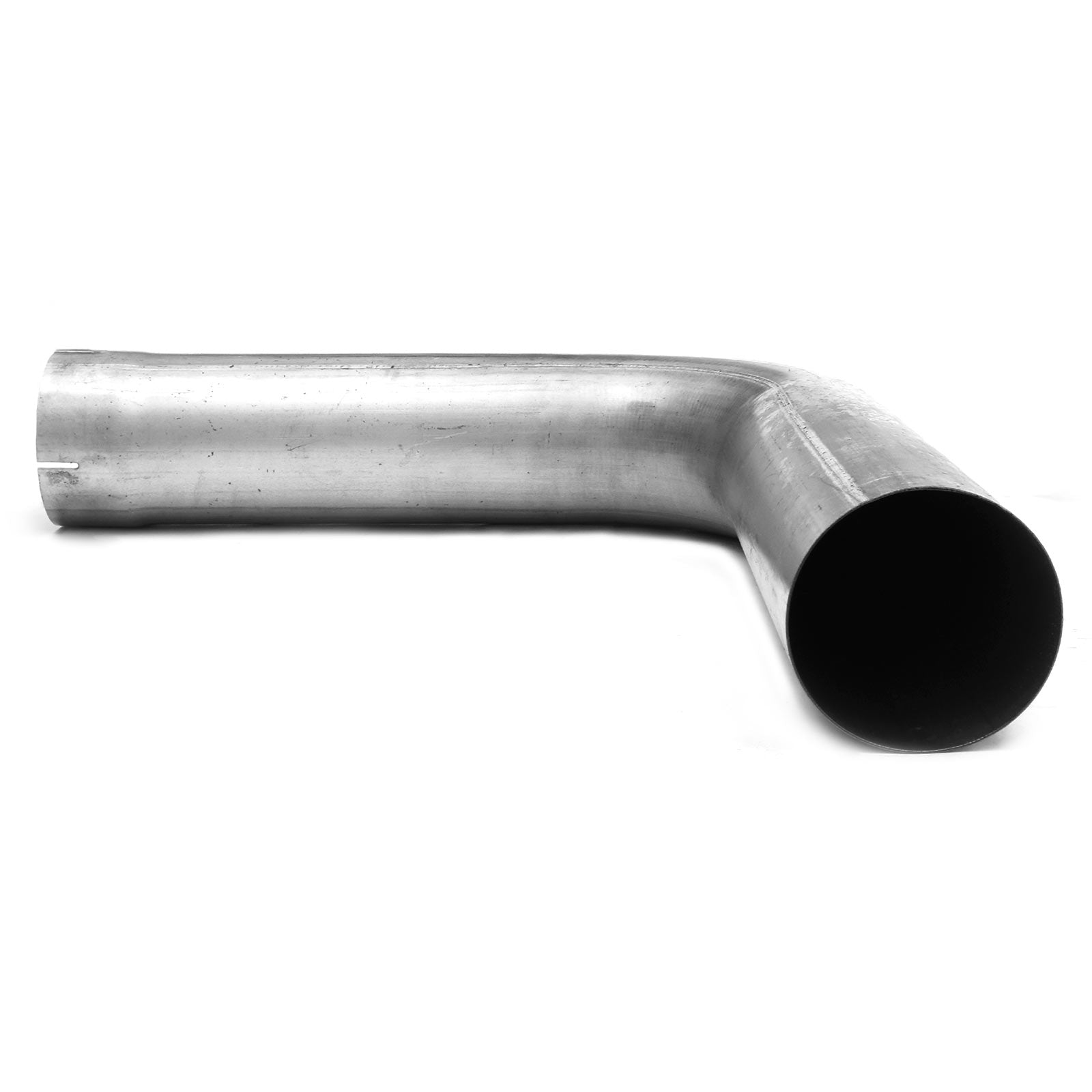 5" OD 90 Degree Bend CLR Aluminized Exhaust Pipe Replacement 15.5" Legs, Chrome