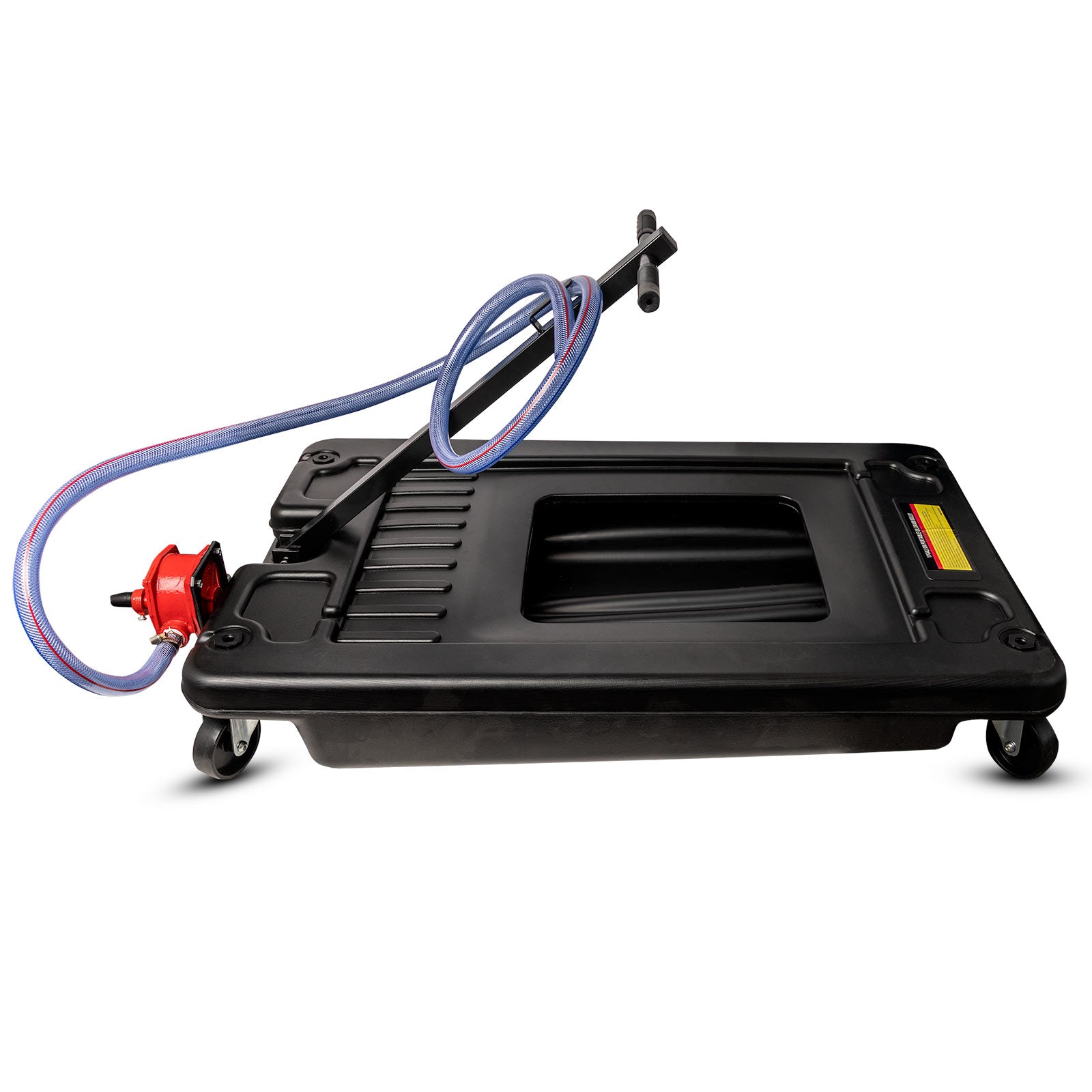 Portable Oil Drain Pan with Crank Pump - 17 Gallon Low Profile Oil Change Pan