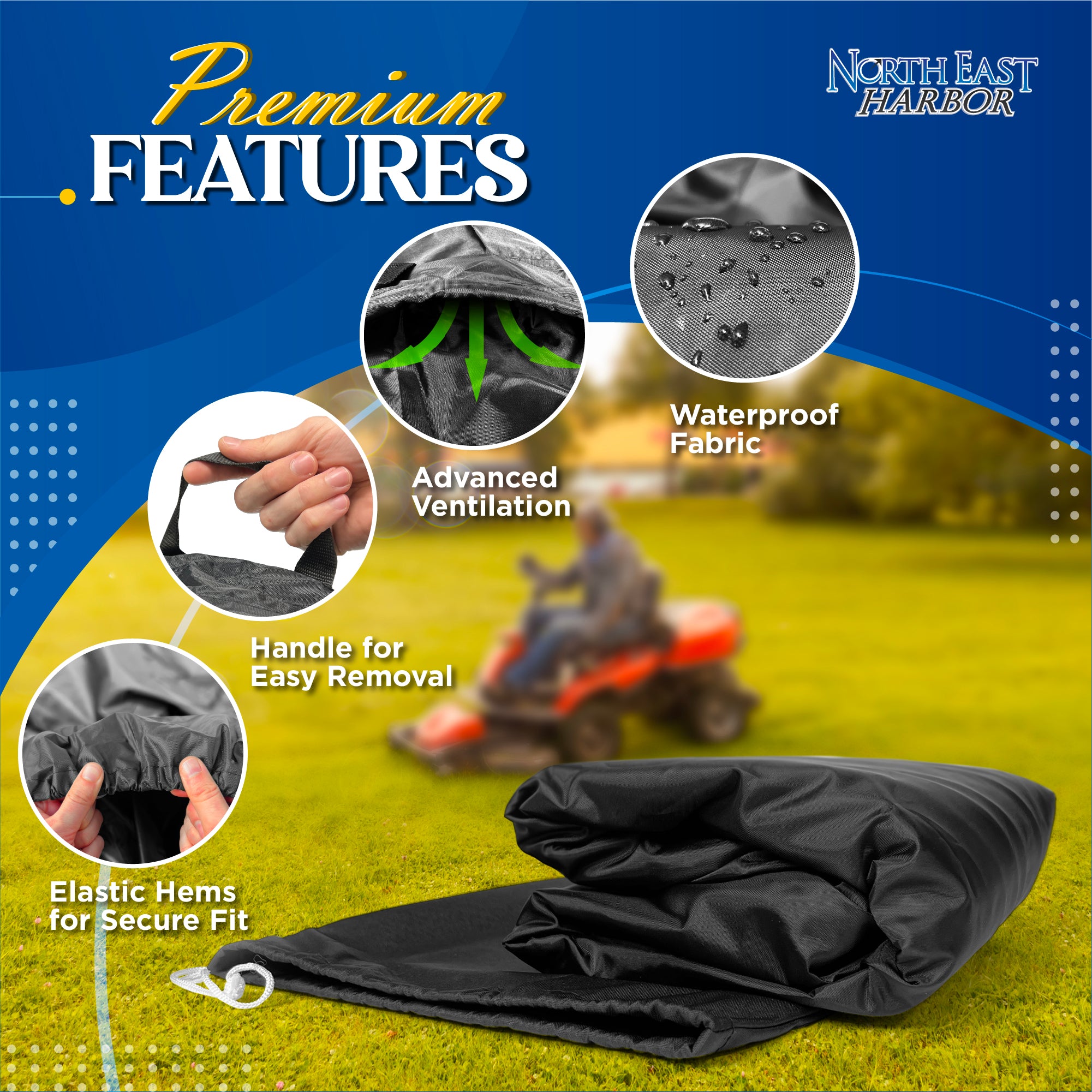 Zero Turn Mower Cover Waterproof Heavy Duty 600D Marine Grade Cover for Lawn Mower, Windproof Outdoor Storage Cover, Riding Lawn Mower Cover, Fits Zero Turn Lawn Mower with 60" Deck