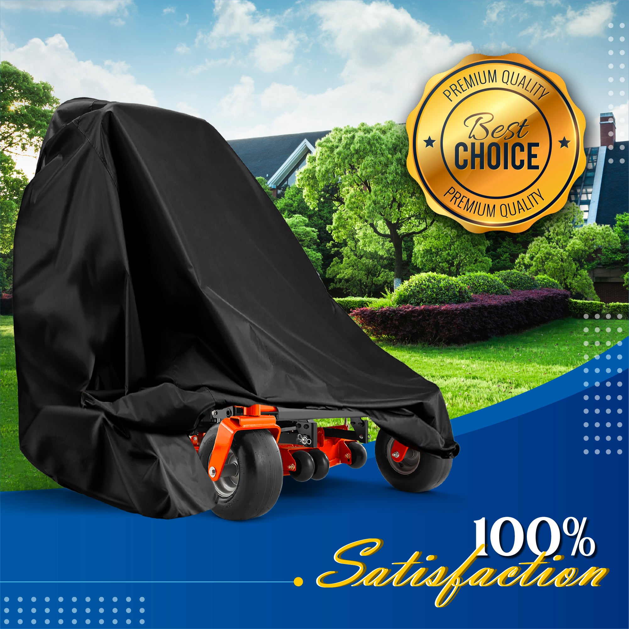 Zero Turn Mower Cover Waterproof Heavy Duty 600D Marine Grade Cover for Lawn Mower, Windproof Outdoor Storage Cover, Riding Lawn Mower Cover, Fits Zero Turn Lawn Mower with 60" Deck