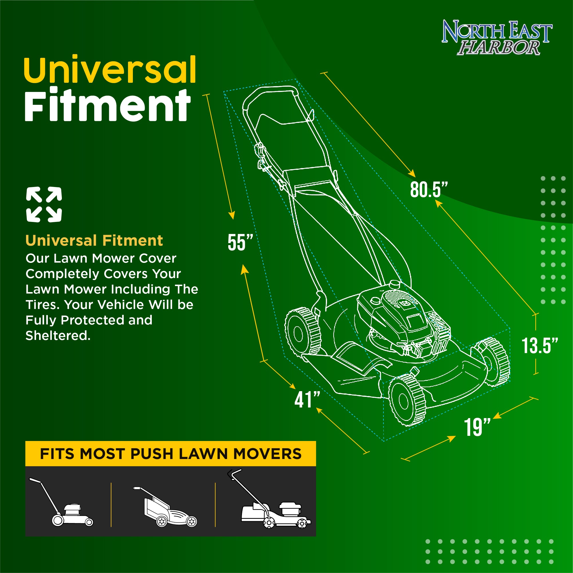 Lawn Mower Cover, Marine Grade 600D, Push Mower Cover, Outdoor Storage Lawn Mower Cover Waterproof Heavy Duty, UV Protection Universal Push Lawn Mower Covers for Outside
